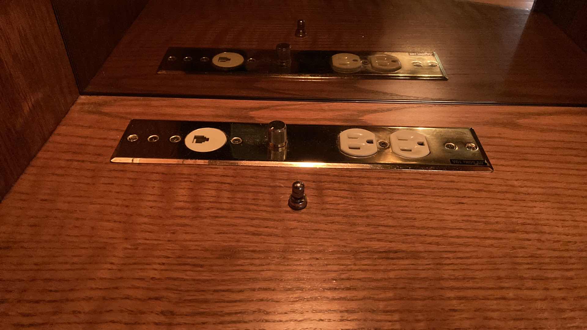 Photo 8 of ARBEK MID-CENTURY OAK MULTI COMPARTMENT HEADBOARD W VANITY MIRRORS,GLASS DOOR CABINETS & DRAWERS 129” X 17” H72”