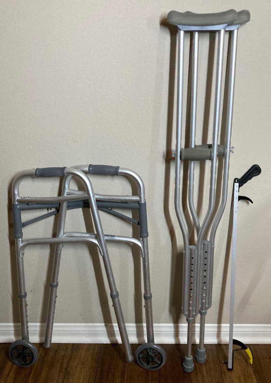 Photo 1 of DRIVE STANDARD FOLDING WALKER W CRUTCHES & GRABBER