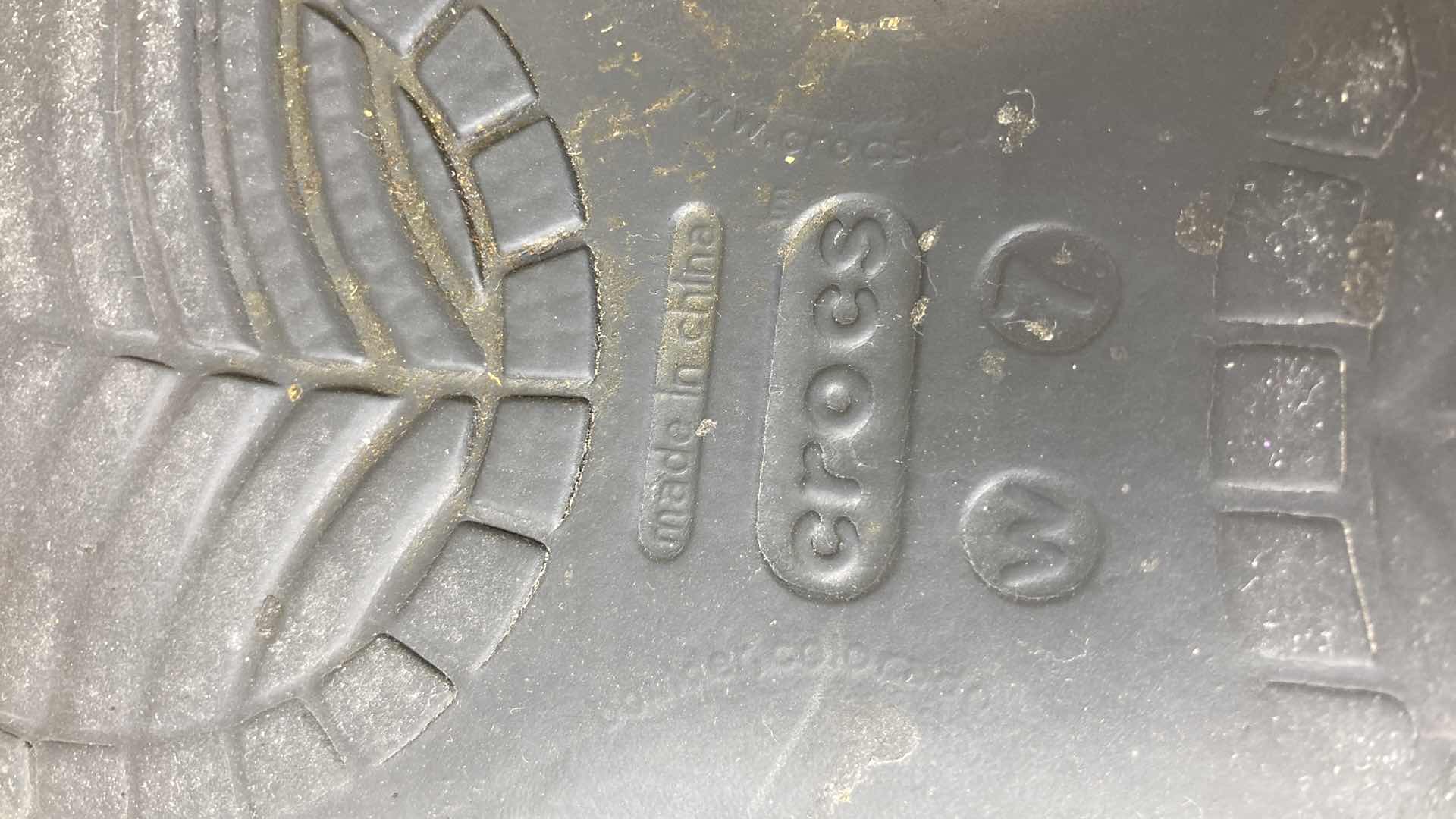 Photo 1 of CROCS BLACK RUBBER SLIP ONS WOMENS SIZE 7 & CROCS GRAY/WHITE LITE RIDE SLIP ONS WOMENS SIZE 7