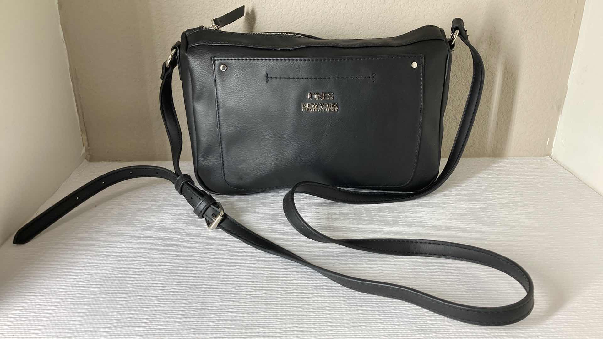 Photo 1 of JONES NEW YORK SIGNATURE BLACK LEATHER HANDBAG