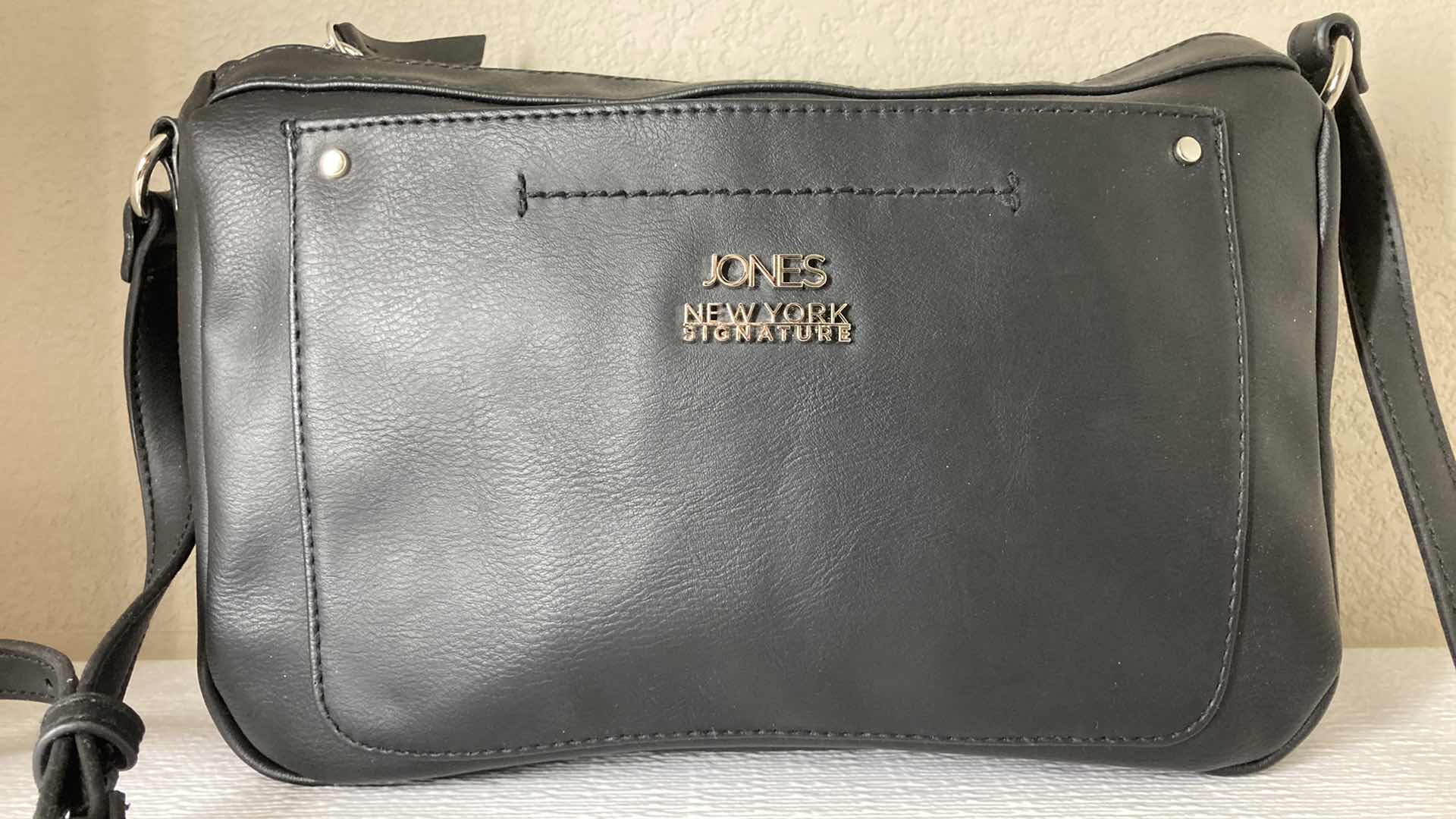 Photo 1 of JONES NEW YORK SIGNATURE BLACK LEATHER HANDBAG