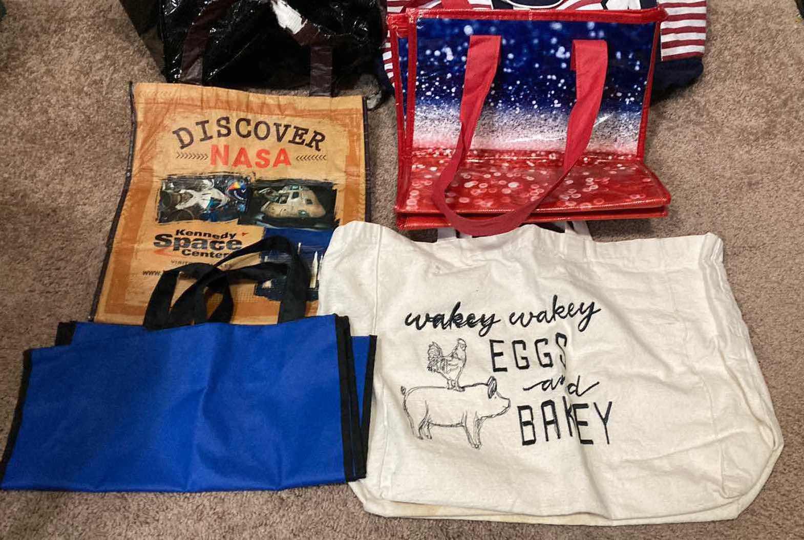 Photo 1 of CANVAS & NYLON TOTE BAGS (6)-VARIOUS SIZES & STYLES