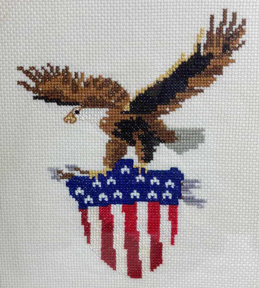 Photo 1 of AMERICAN EAGLE EMBROIDERY CROSS STITCH FRAMED ARTWORK BY LOCAL ARTIST 10” X 12”