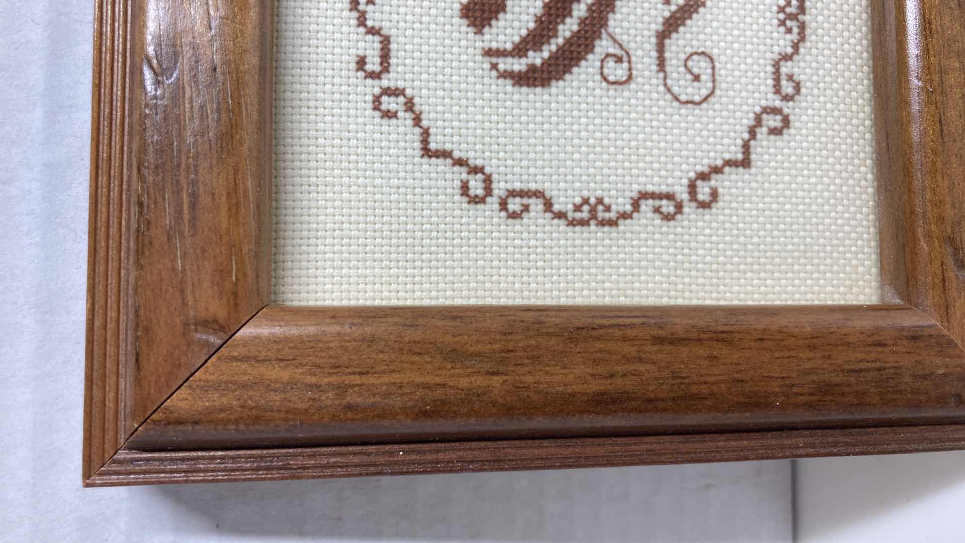 Photo 1 of CALLIGRAPHY S EMBROIDERY CROSS STITCH FRAMED ARTWORK BY LOCAL ARTIST 5.5” X 5.5”