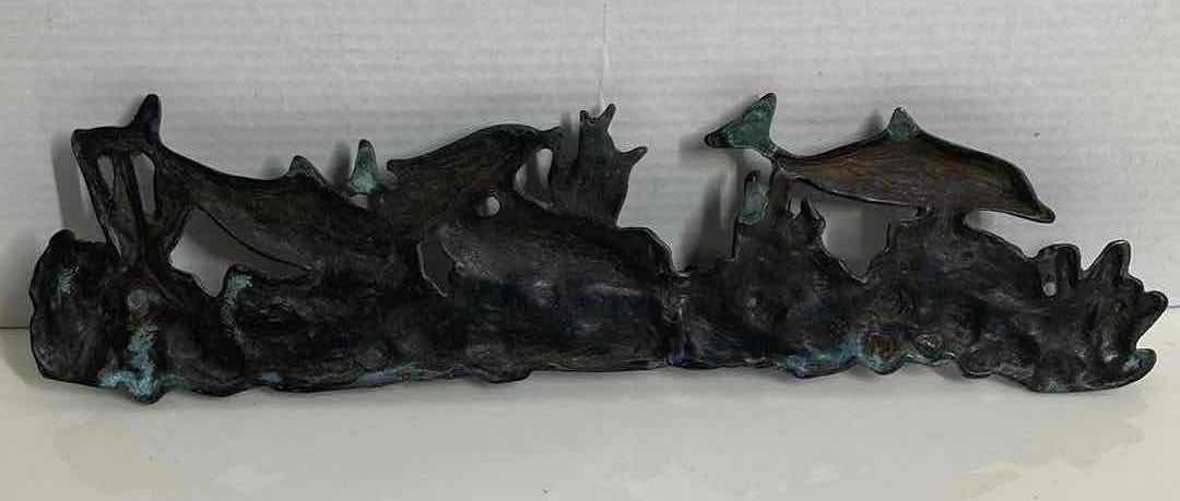 Photo 1 of DOLPHINS SWIMMING OCEAN THEMED DIE-CAST BRASS TOWEL/COAT RACK 17” X 2” H5”