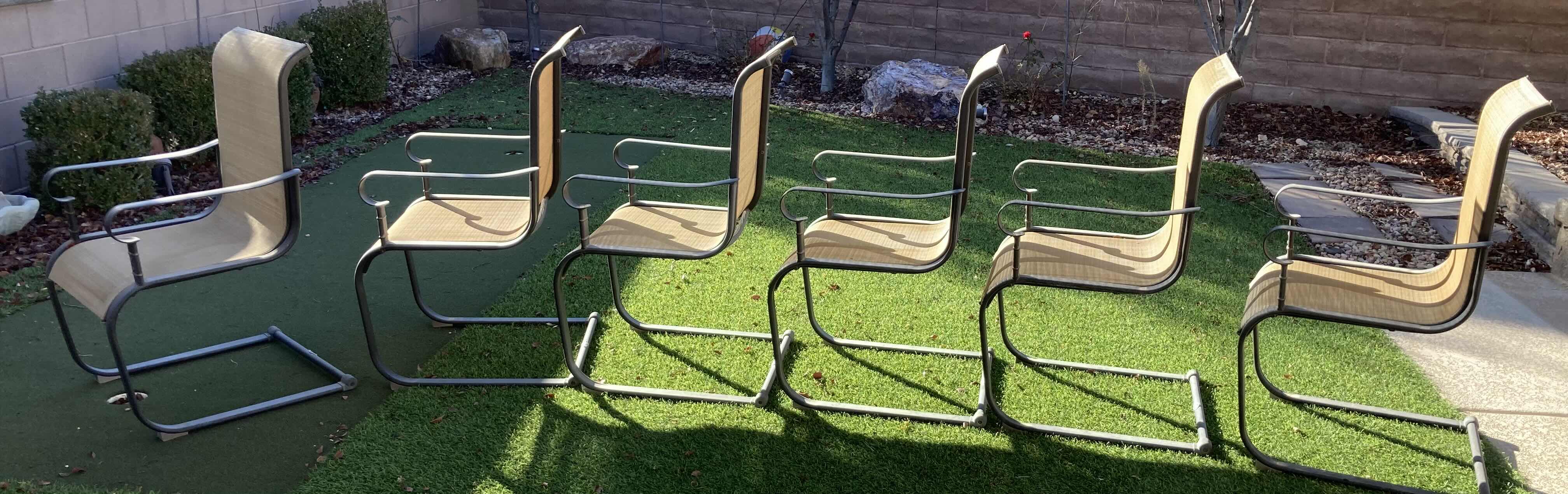 View 6 of HAMPTON BAY TILE TOP PATIO TABLE 64” X 40 H29” & 6 CHAIRS 22” X 24” H40”