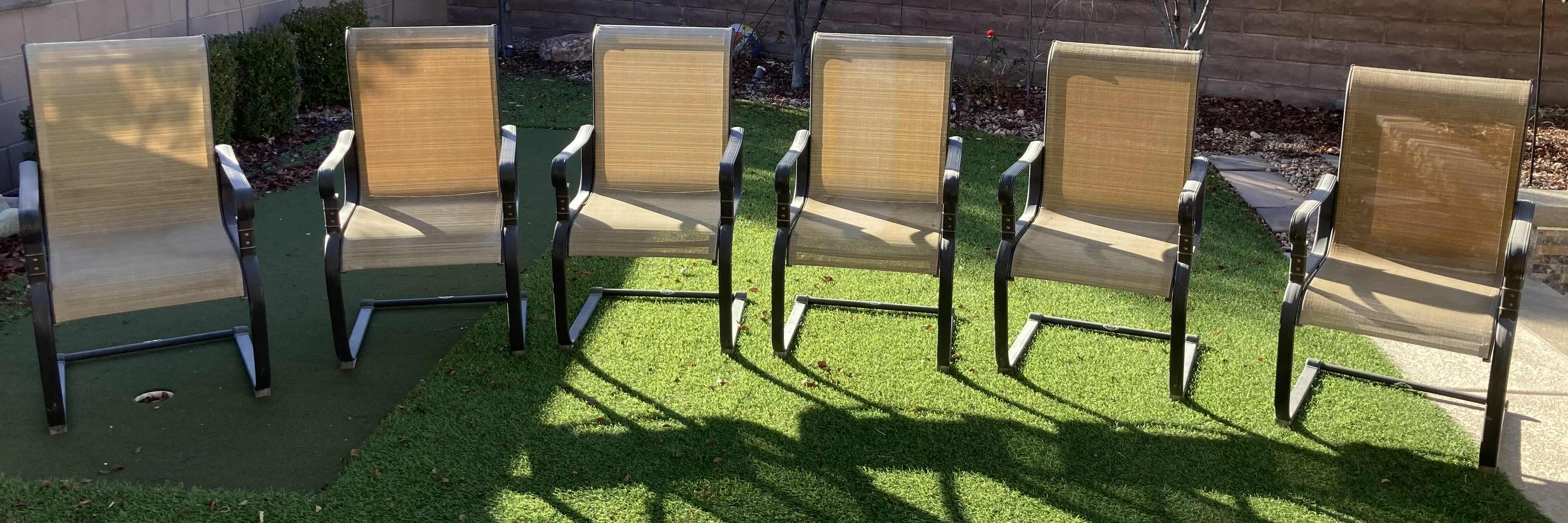 View 5 of HAMPTON BAY TILE TOP PATIO TABLE 64” X 40 H29” & 6 CHAIRS 22” X 24” H40”