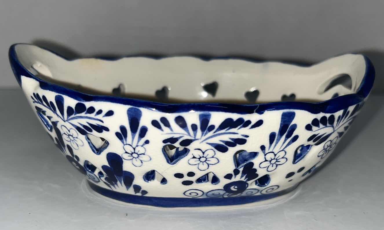Photo 1 of DELFT HOLLAND HAND PAINTED SMALL PORCELAIN TRINKET BOWL 3.5” X 5” & H3.25” PITCHER (2)