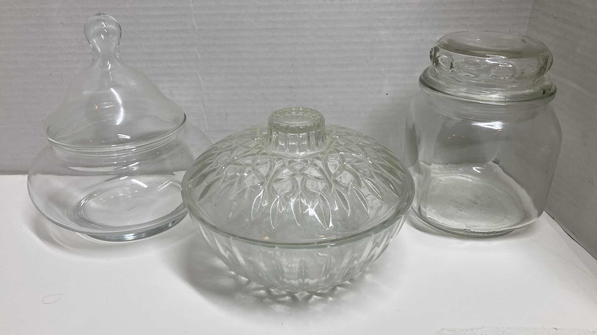 Photo 1 of CLEAR GLASS JARS-VARIOUS STYLES & DESIGNS