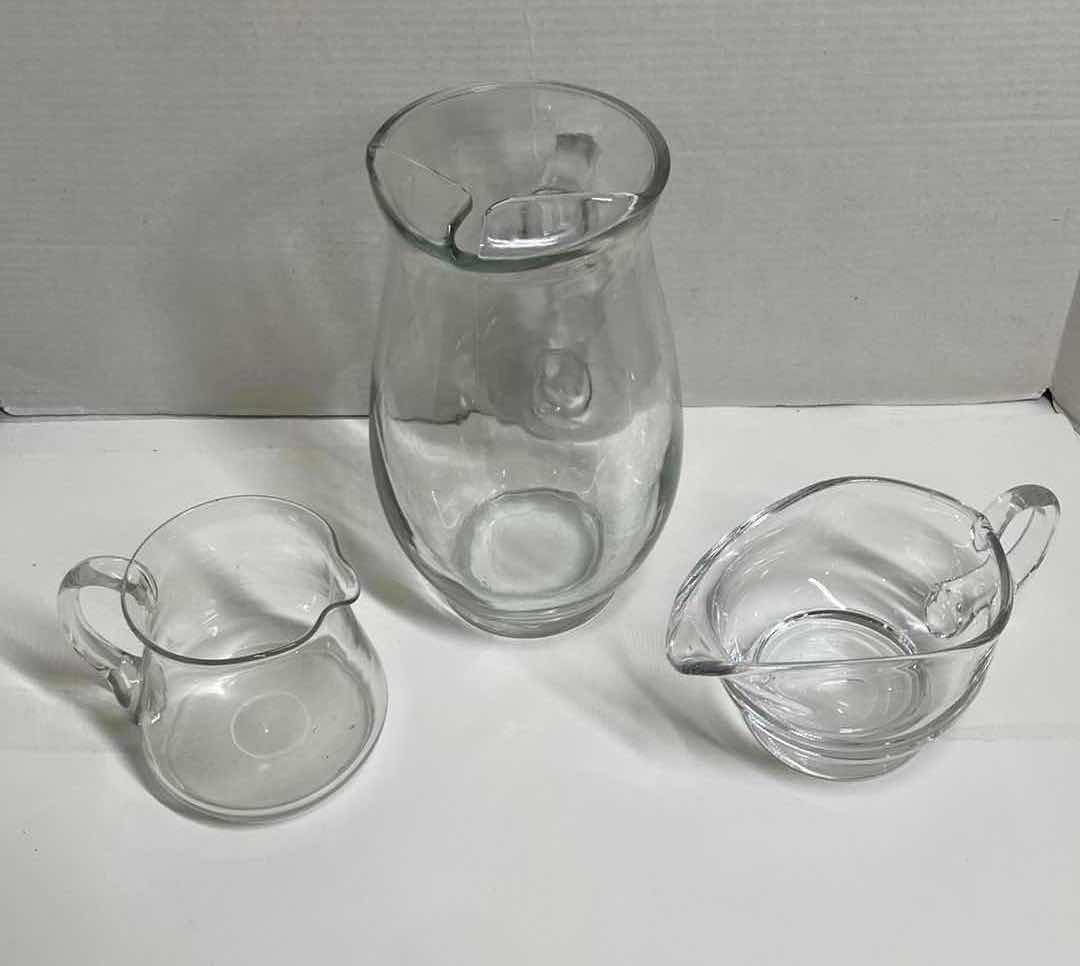 Photo 1 of CLEAR GLASS PITCHERS (3)