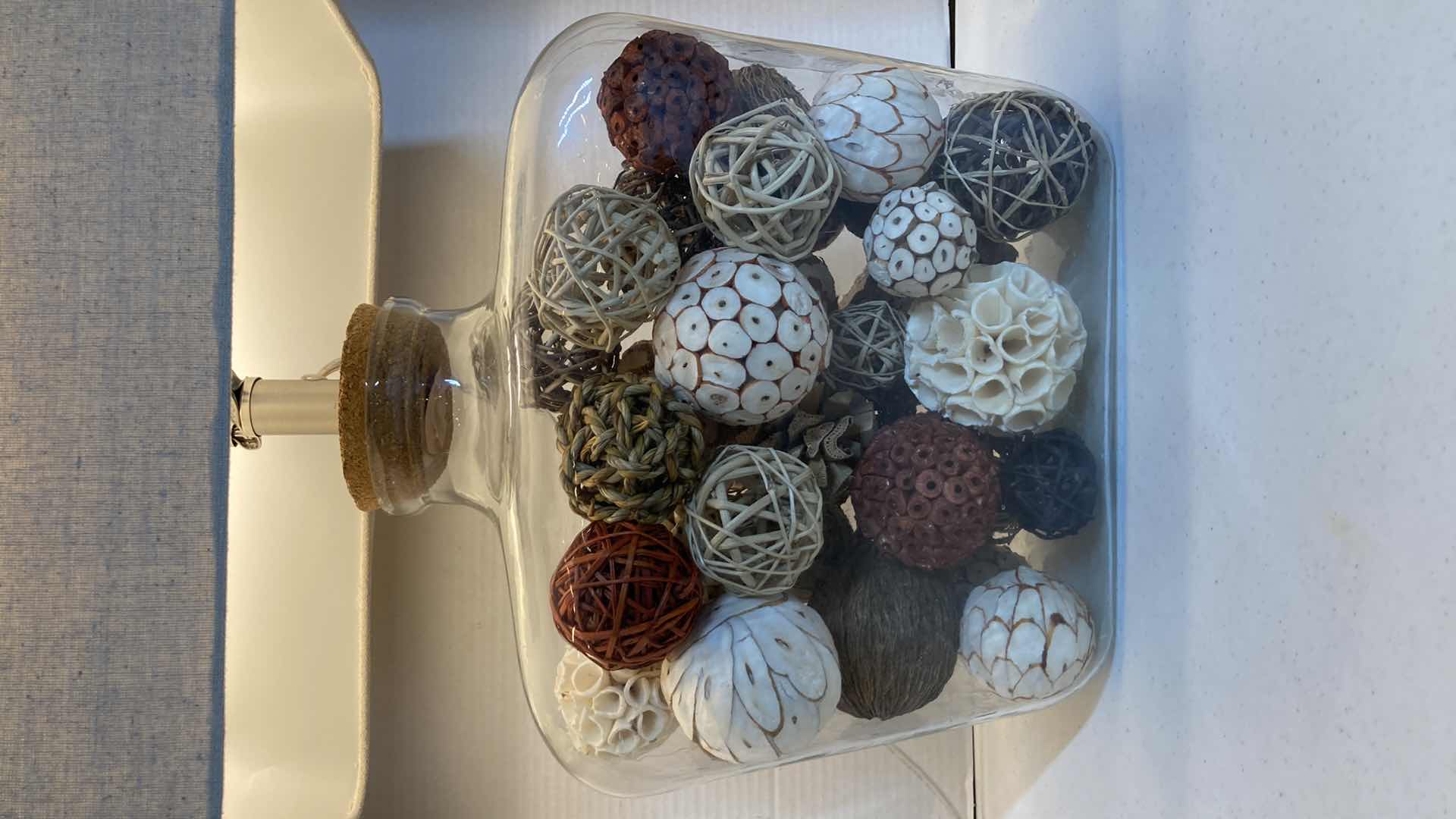 Photo 1 of CORK TOP CLEAR GLASS JAR TABLE LAMP W DECORATIVE BALLS 15” X 10” H26”