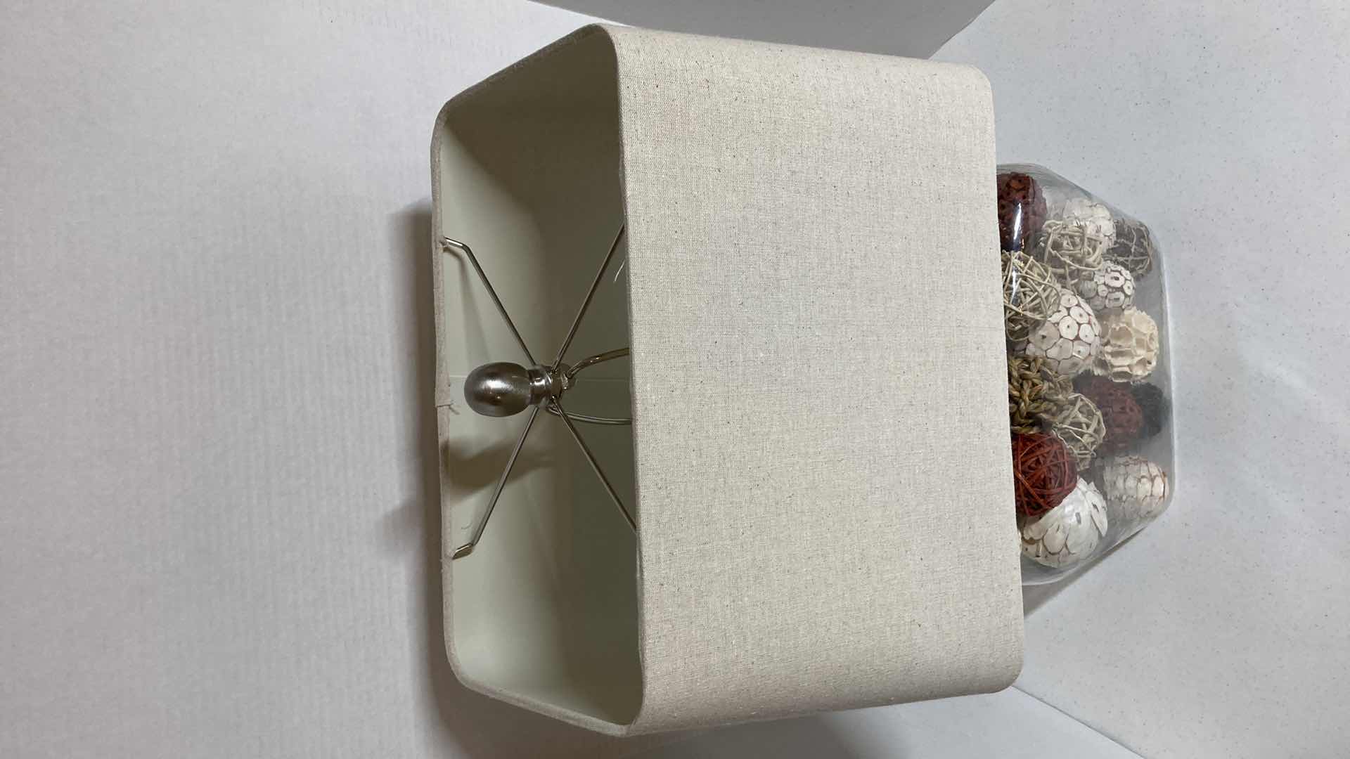 Photo 1 of CORK TOP CLEAR GLASS JAR TABLE LAMP W DECORATIVE BALLS 15” X 10” H26”