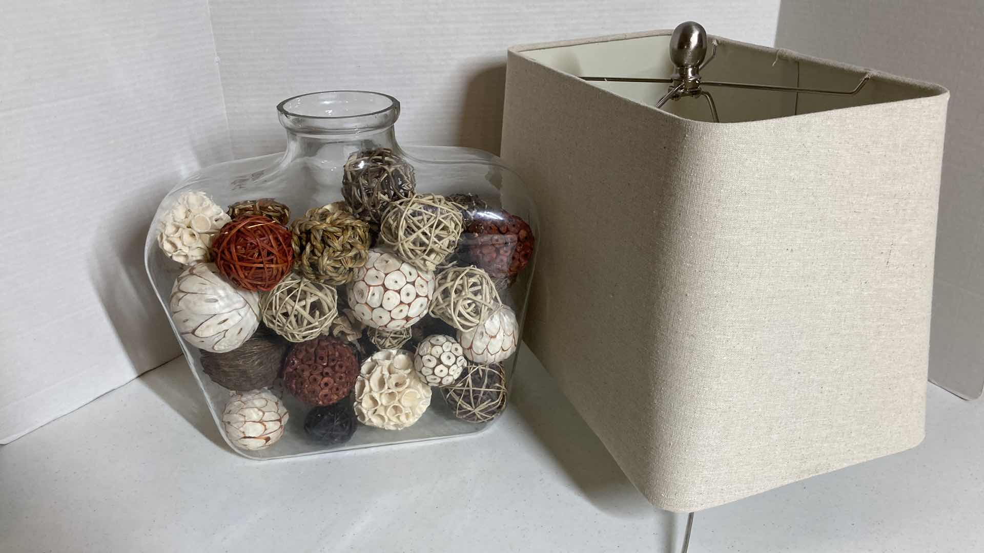 Photo 1 of CORK TOP CLEAR GLASS JAR TABLE LAMP W DECORATIVE BALLS 15” X 10” H26”