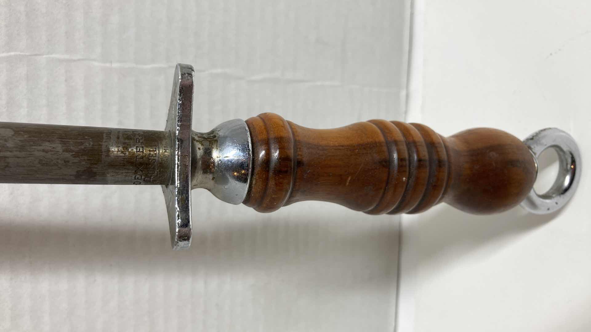 Photo 1 of DEXTER RUSSEL TRADITIONAL WOOD HANDLED 14” BUTCHER STEEL & COOKS STANDARD 12” SHARPENING ROD