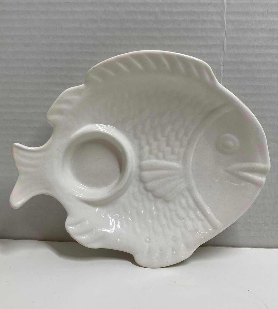 Photo 1 of FISH CERAMIC OVEN PROOF DIP PLATTERS (2) 8” X 6.5”