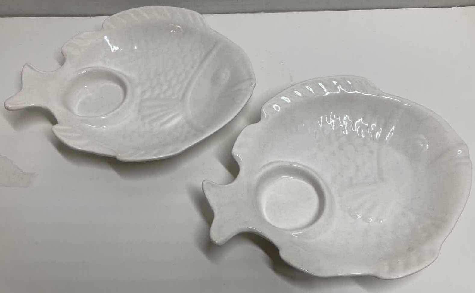 Photo 1 of FISH CERAMIC OVEN PROOF DIP PLATTERS (2) 8” X 6.5”