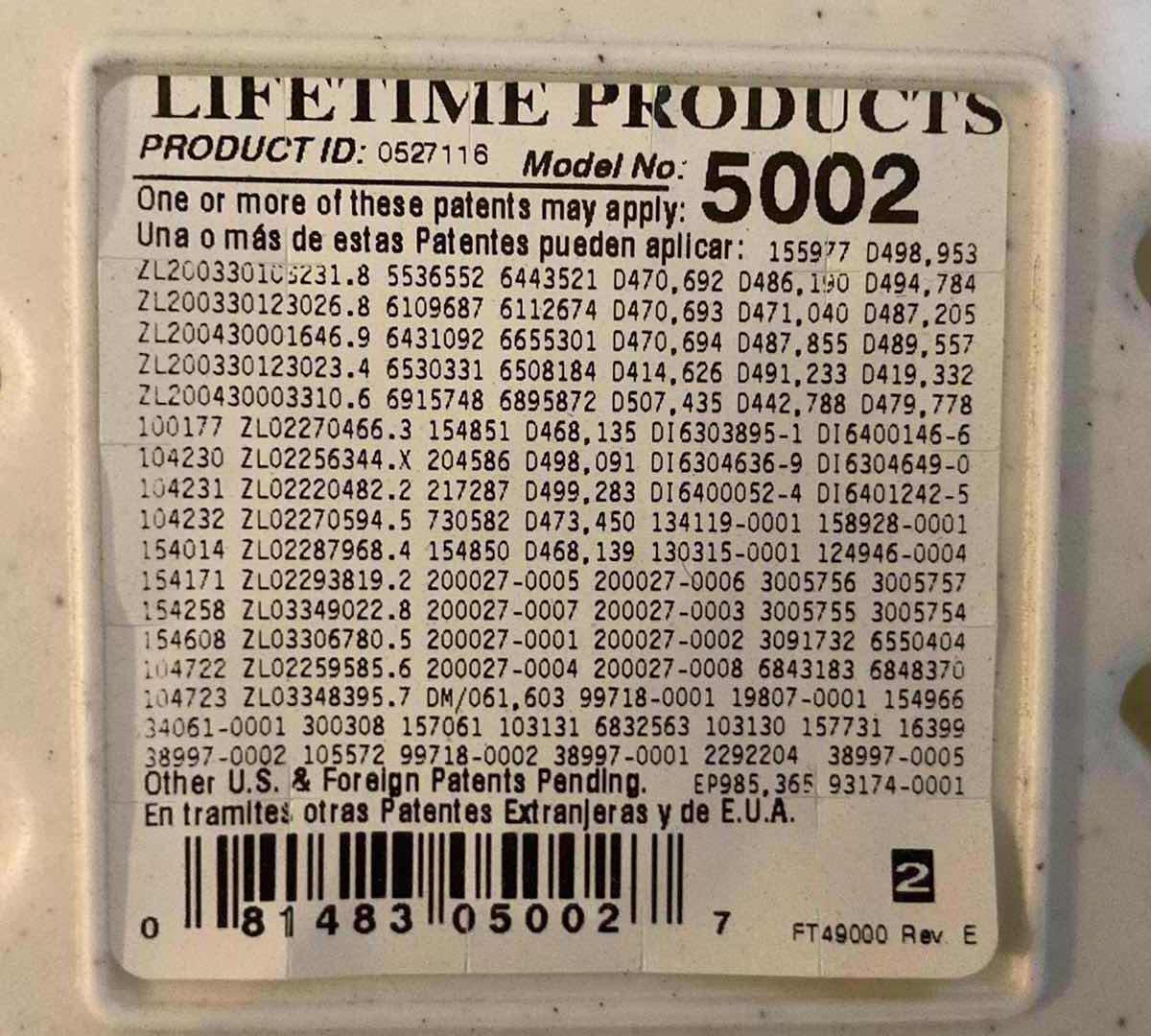 Photo 1 of LIFETIME FOLDING TABLE MODEL 5002 72” X 30” H29”