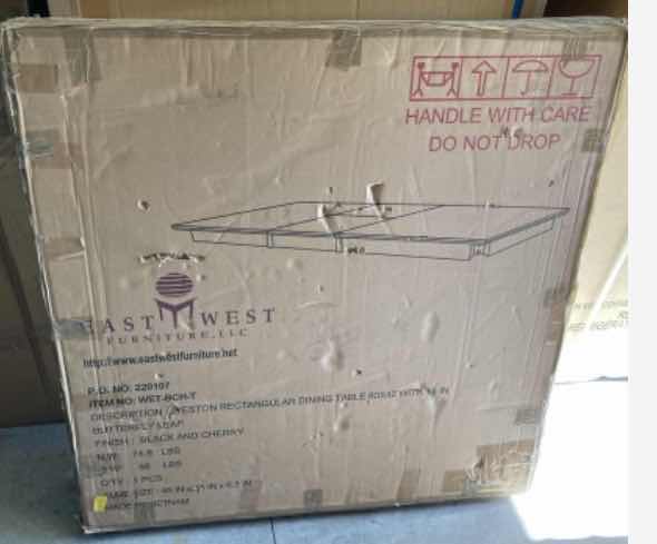 Photo 1 of NEW EAST WEST FURNITURE WESTON BLACK & CHERRY WOOD FINISH RECTANGLE DINING TABLE TOP ONLY W 18” BUTTERFLY LEAF MODEL WET-BCH-T 60” X 42”