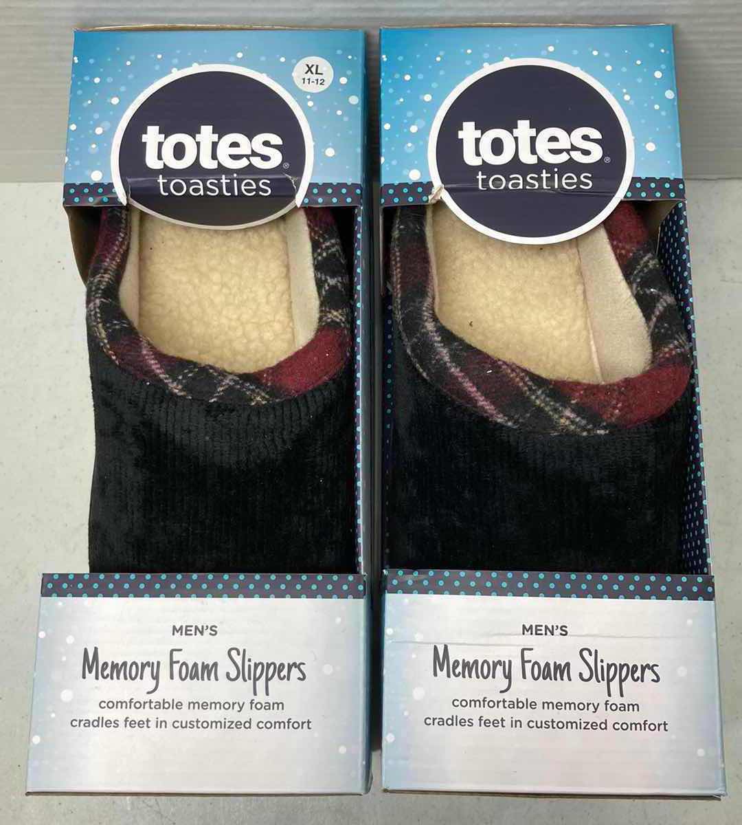 Photo 1 of NEW TOTES TOASTIES MEMORY FOAM SLIPPERS MENS SIZE XL 11-12 (2)