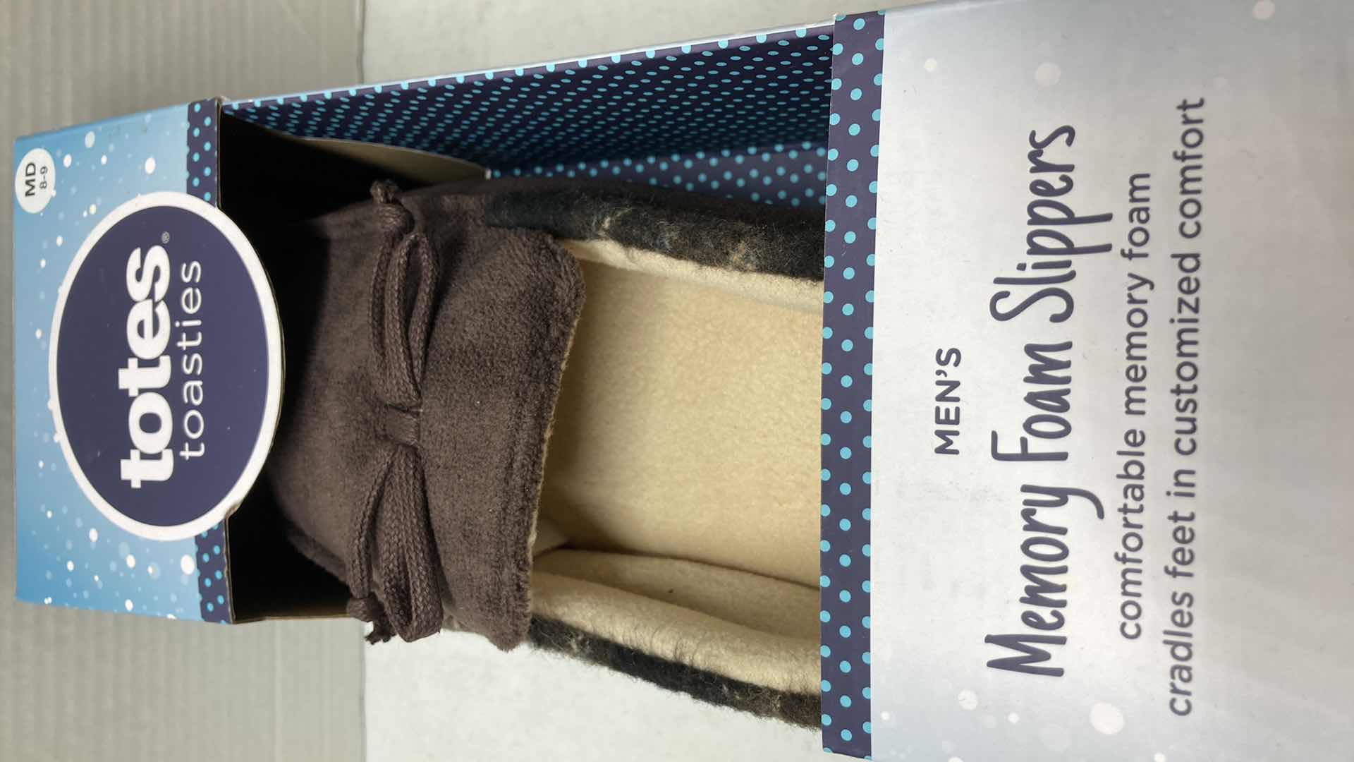 Photo 1 of NEW TOTES TOASTIES MEMORY FOAM SLIPPERS MENS SIZE MED 8-9 & WOMENS SIZE MED 7-8 (2)