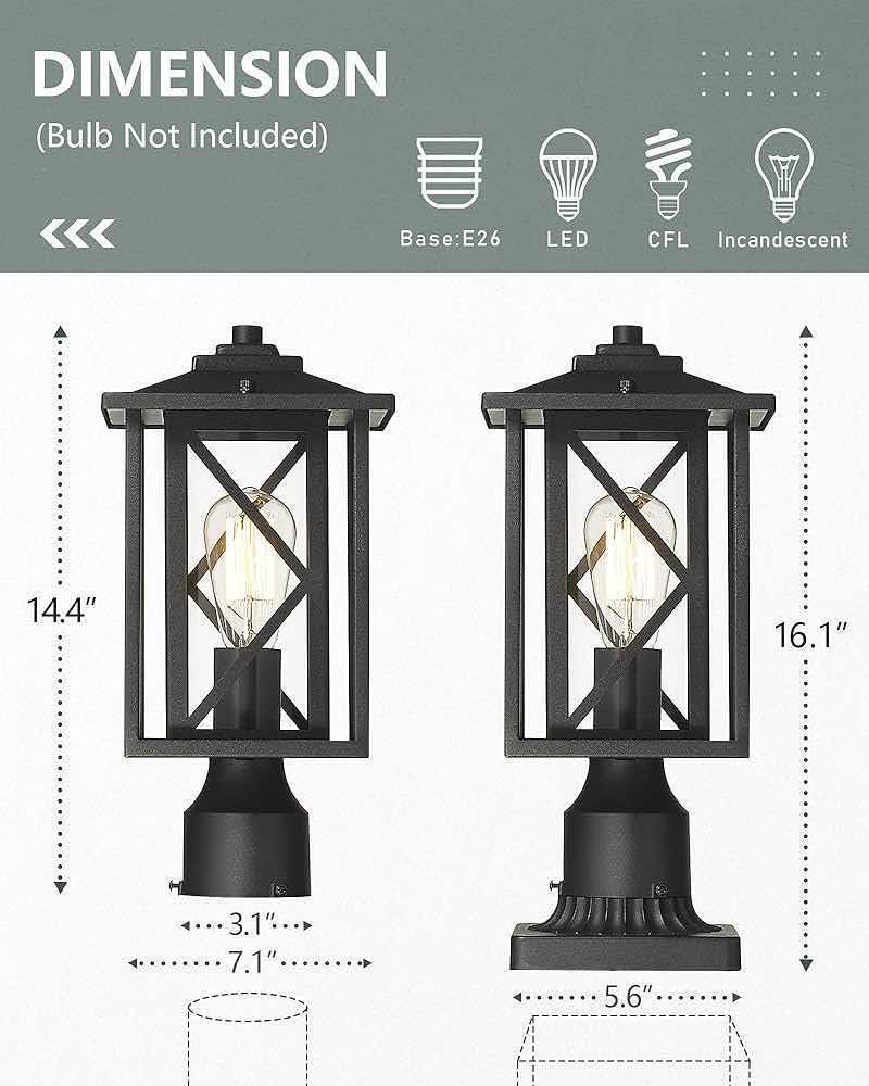 Photo 1 of NEW KAUEN PILLAR MOUNT POST LANTERN LIGHTS SET OF 2 MODEL 2453-1G-2PK
