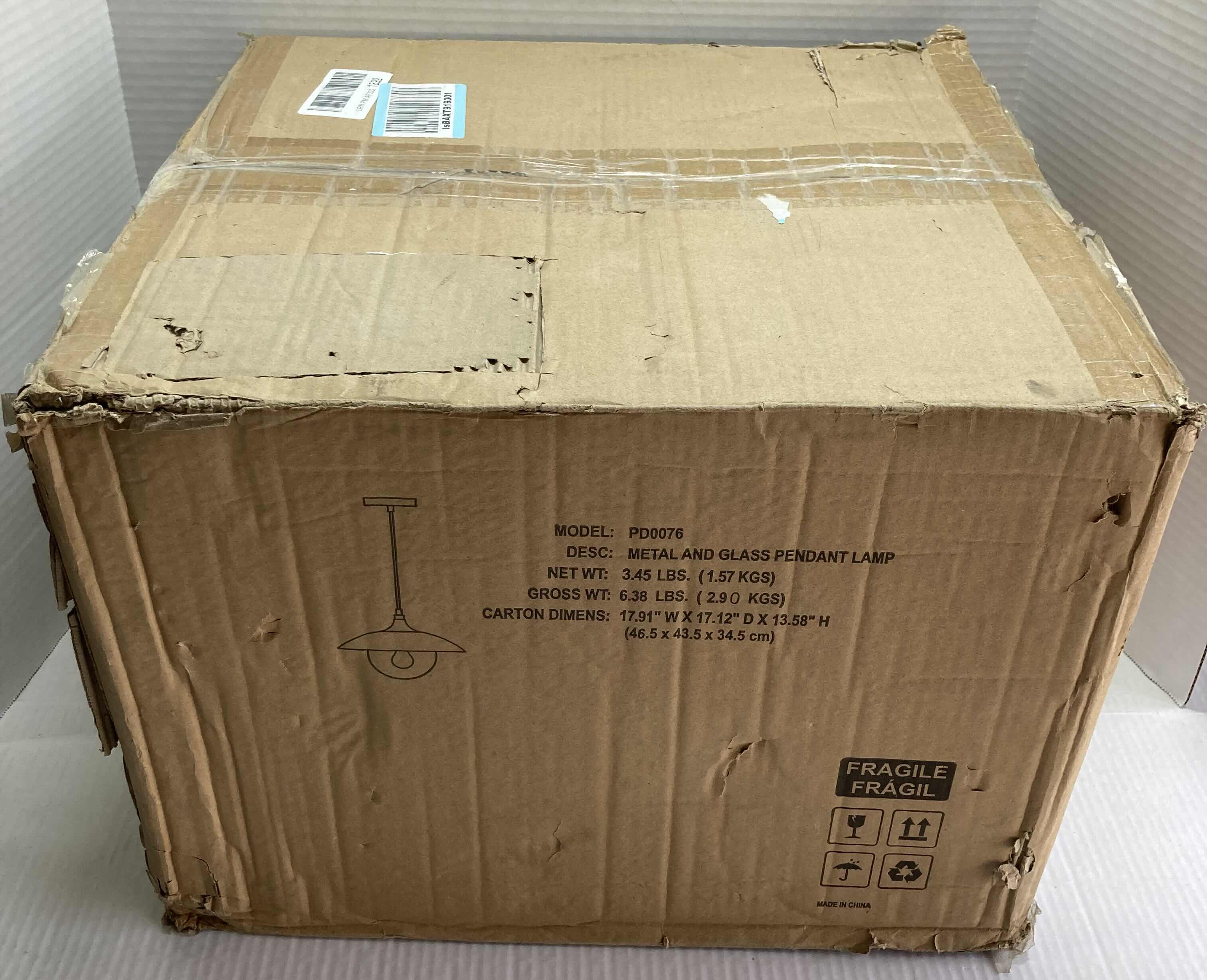 Photo 1 of NEW ALVIA WIDE MATTE BLACK METAL/ BRASS FINISH SHADE & GLASS PENDANT LIGHT MODEL PD0076