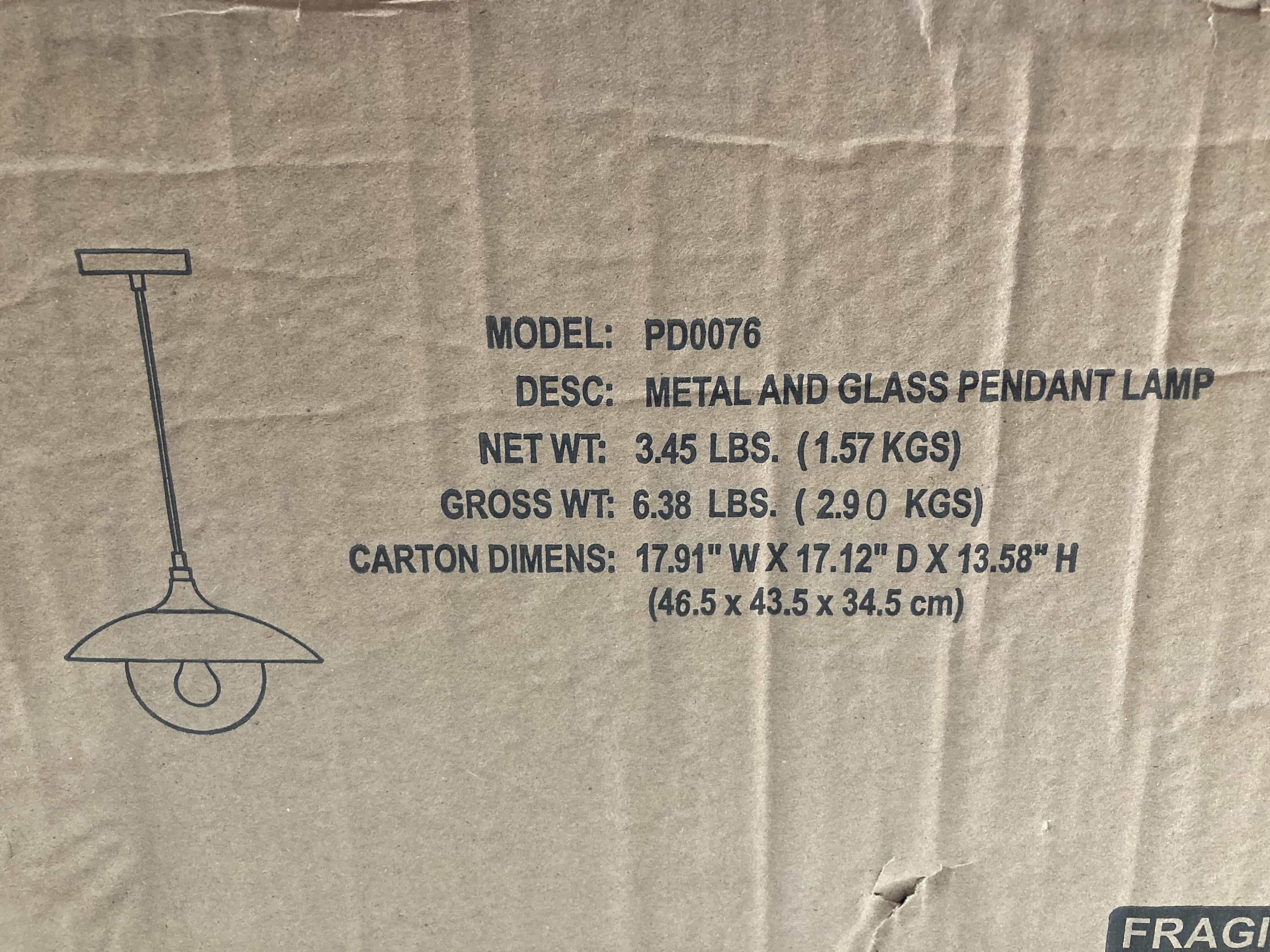 Photo 1 of NEW ALVIA WIDE MATTE BLACK METAL/ BRASS FINISH SHADE & GLASS PENDANT LIGHT MODEL PD0076