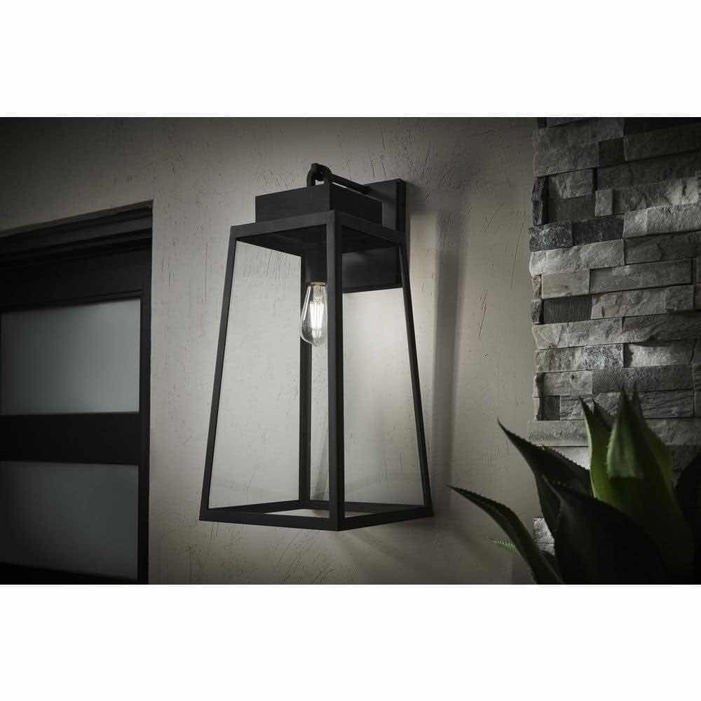 View 3 of NEW HAMPTON BAY EXTRA LARGE BLACK TAPERED LANTERN WALL LIGHT MODEL W2205-41