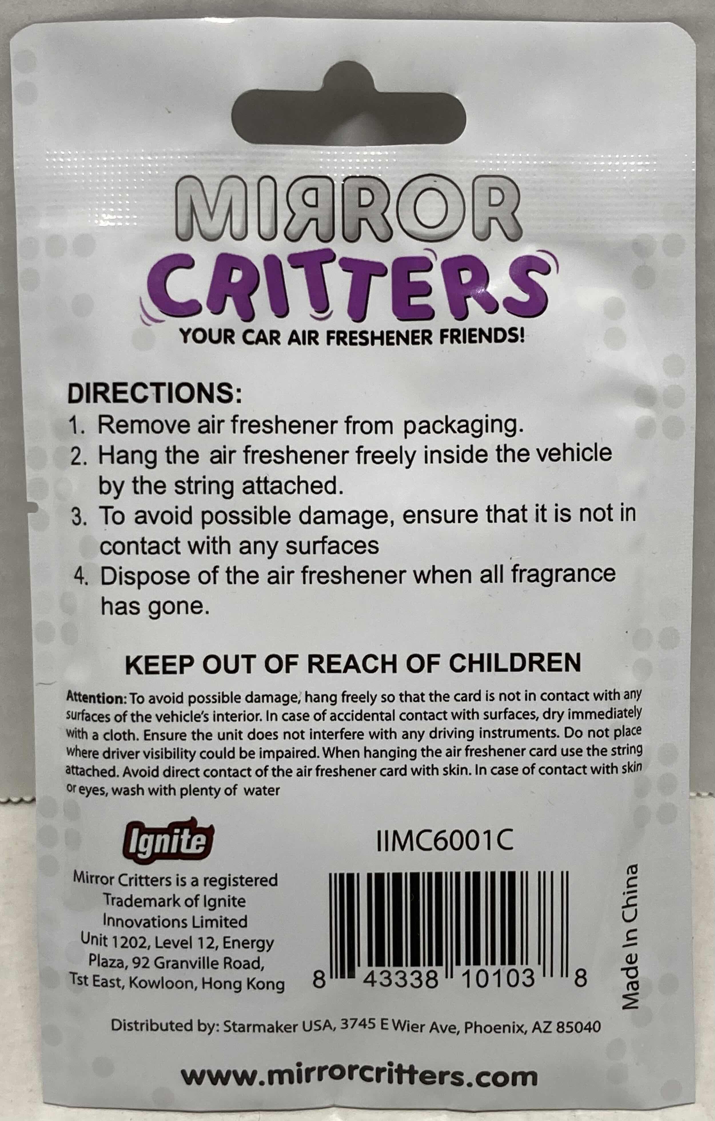 View 4 of NEW MIRROR CRITTERS ANIMAL CHARACTER CAR AIR FRESHENERS (9)