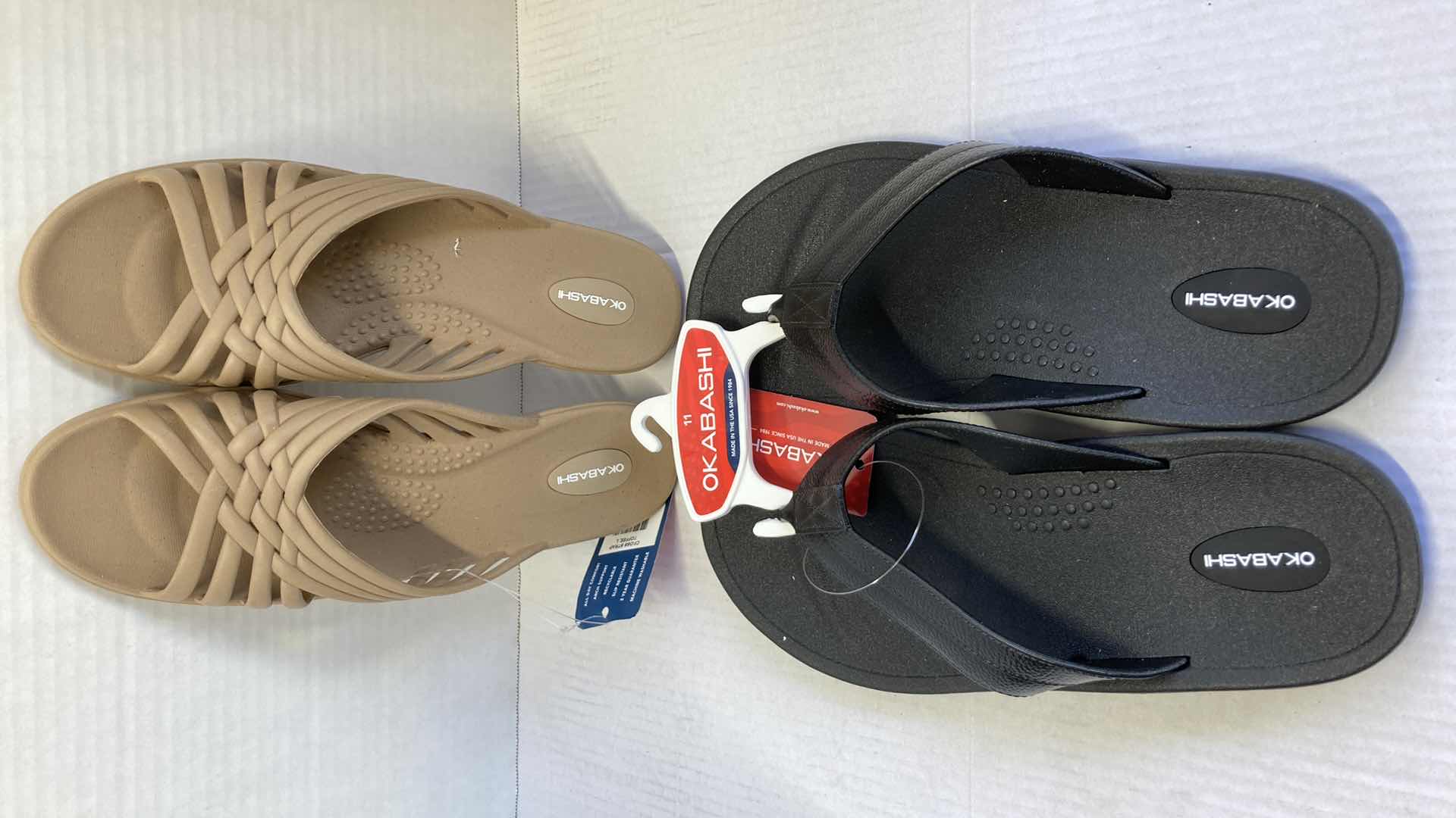 Photo 1 of NEW OKABASHI BLACK SANDALS & CROSS STRAP SANDALS MENS SIZE 11