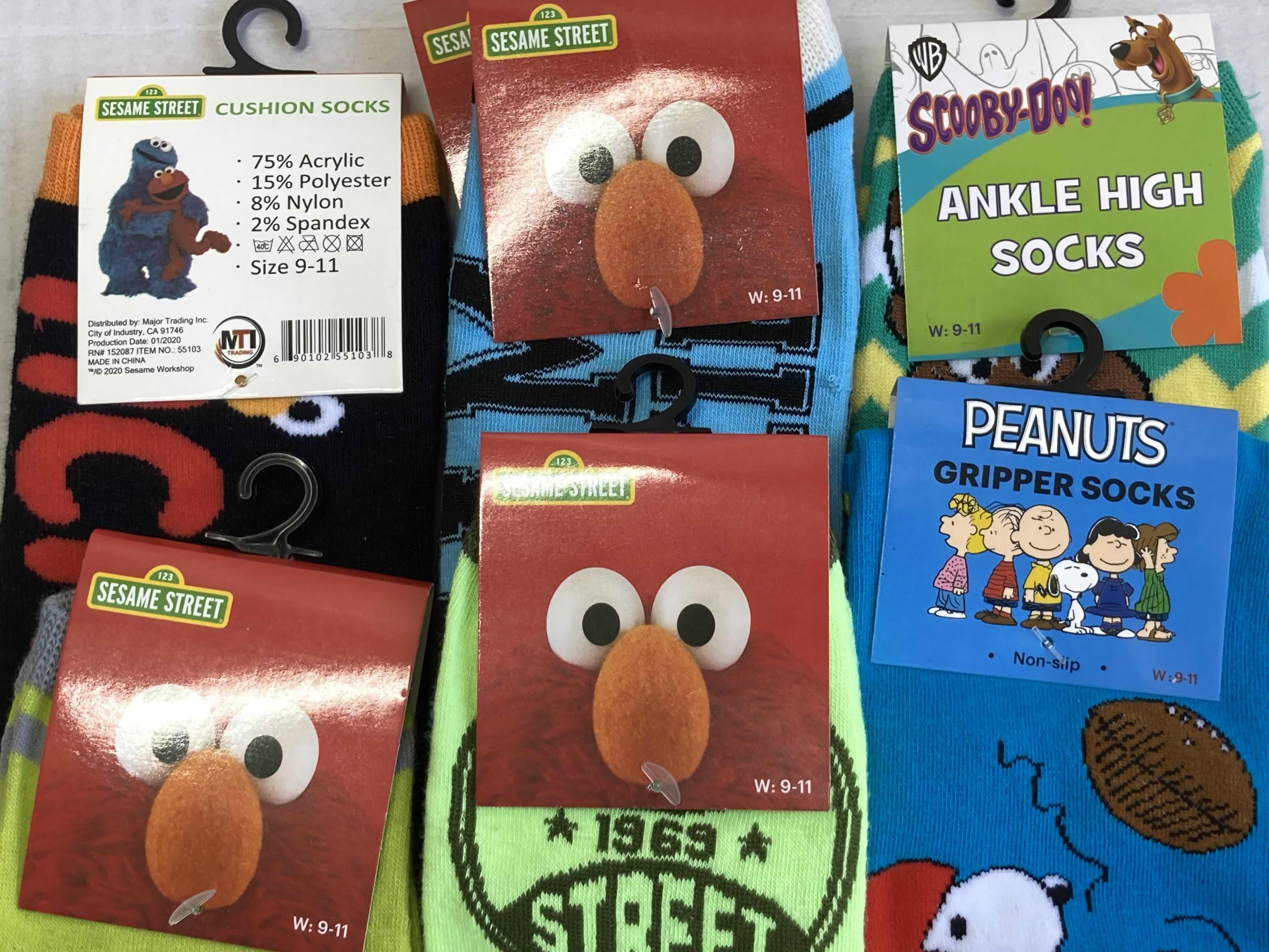 Photo 1 of NEW SESAME STREET SOCKS (5) W WB SCOOBY DOO SOCKS & PEANUTS SOCKS
