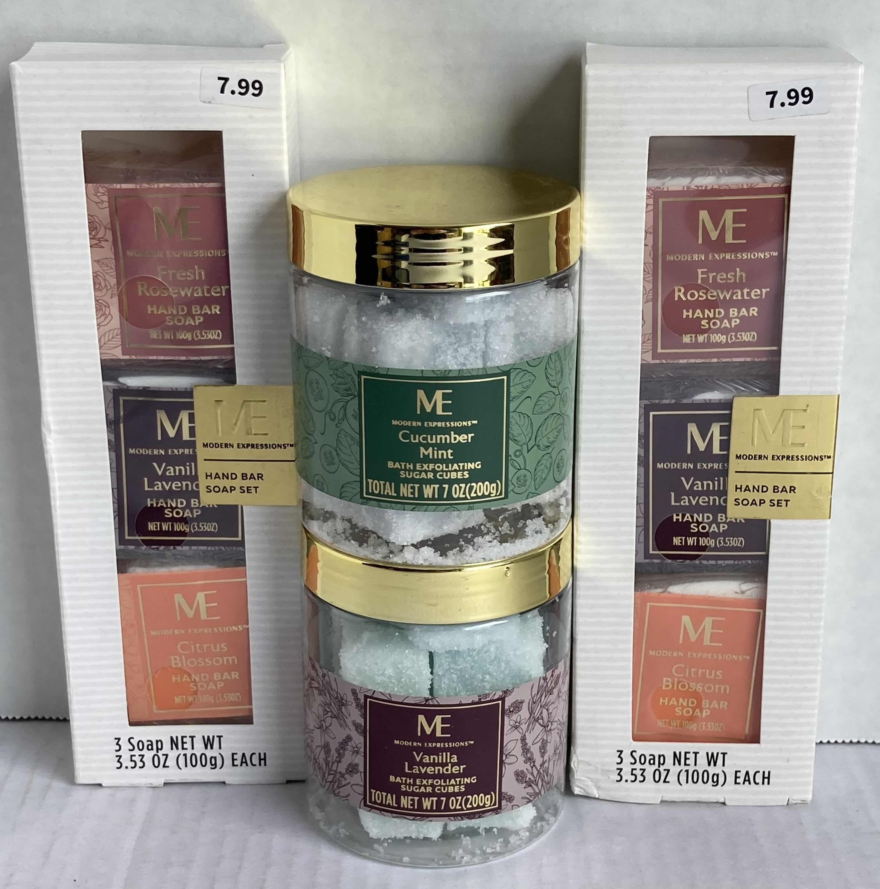 Photo 1 of NEW ME VANILLA LAVENDER &amp; CUCUMBER BATH MINT EXFOLIATING SUGAR CUBES W ME HAND BAR SOAP 3 PACK (2)