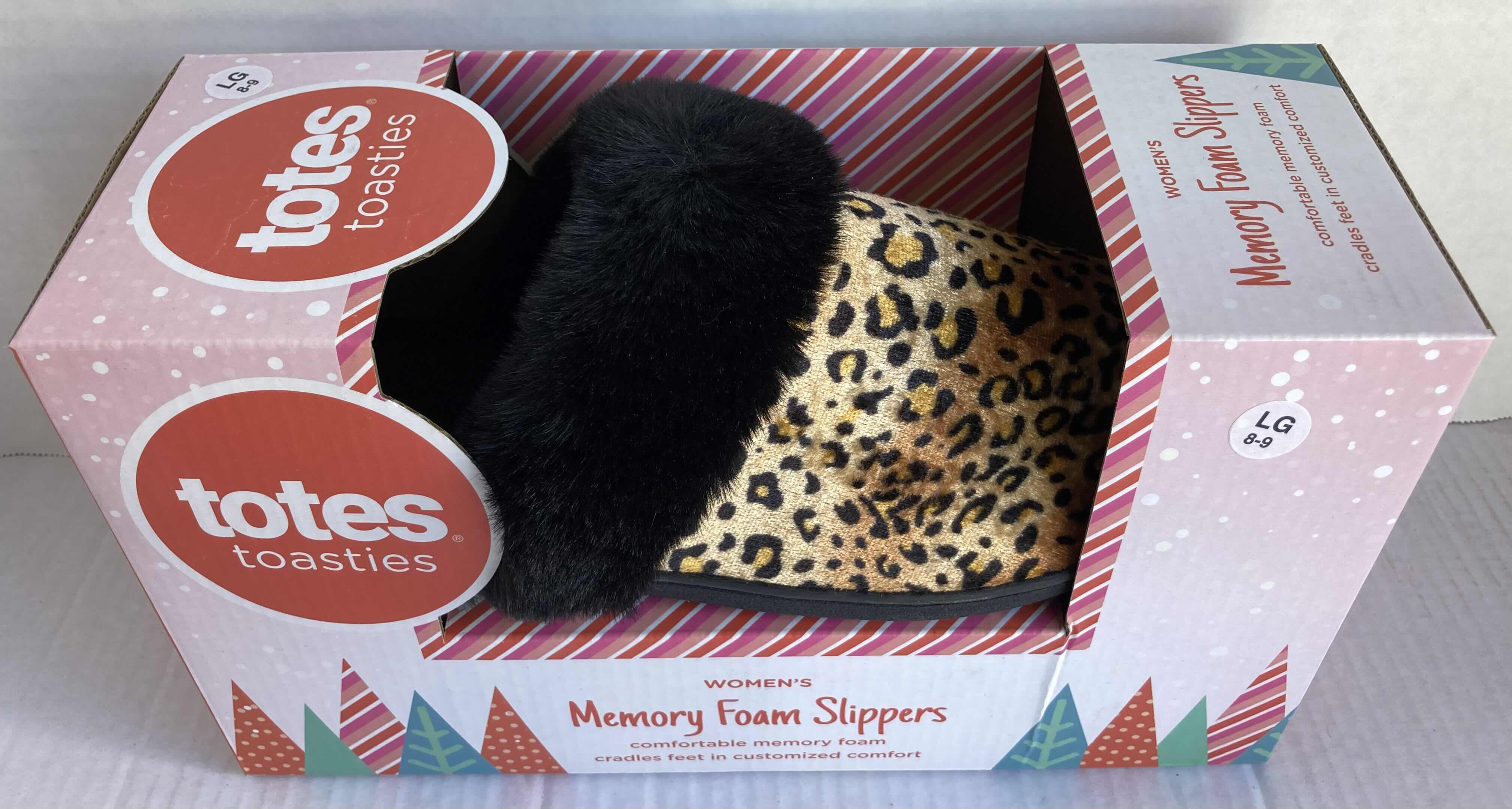 Photo 1 of NEW TOTES TOASTIES MEMORY FOAM SLIPPERS WOMENS SIZE LG 8-9 (2)