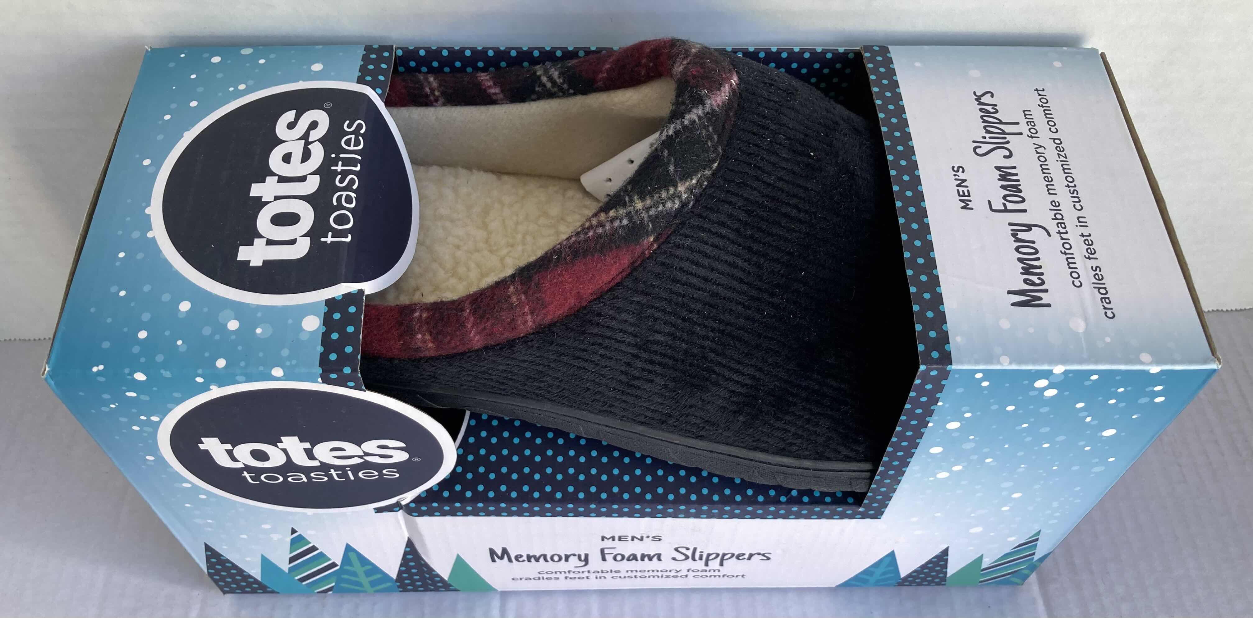 Photo 1 of NEW TOTES TOASTIES MEMORY FOAM SLIPPERS MENS SIZE XL 11-12 & WOMENS SIZE M 7-8