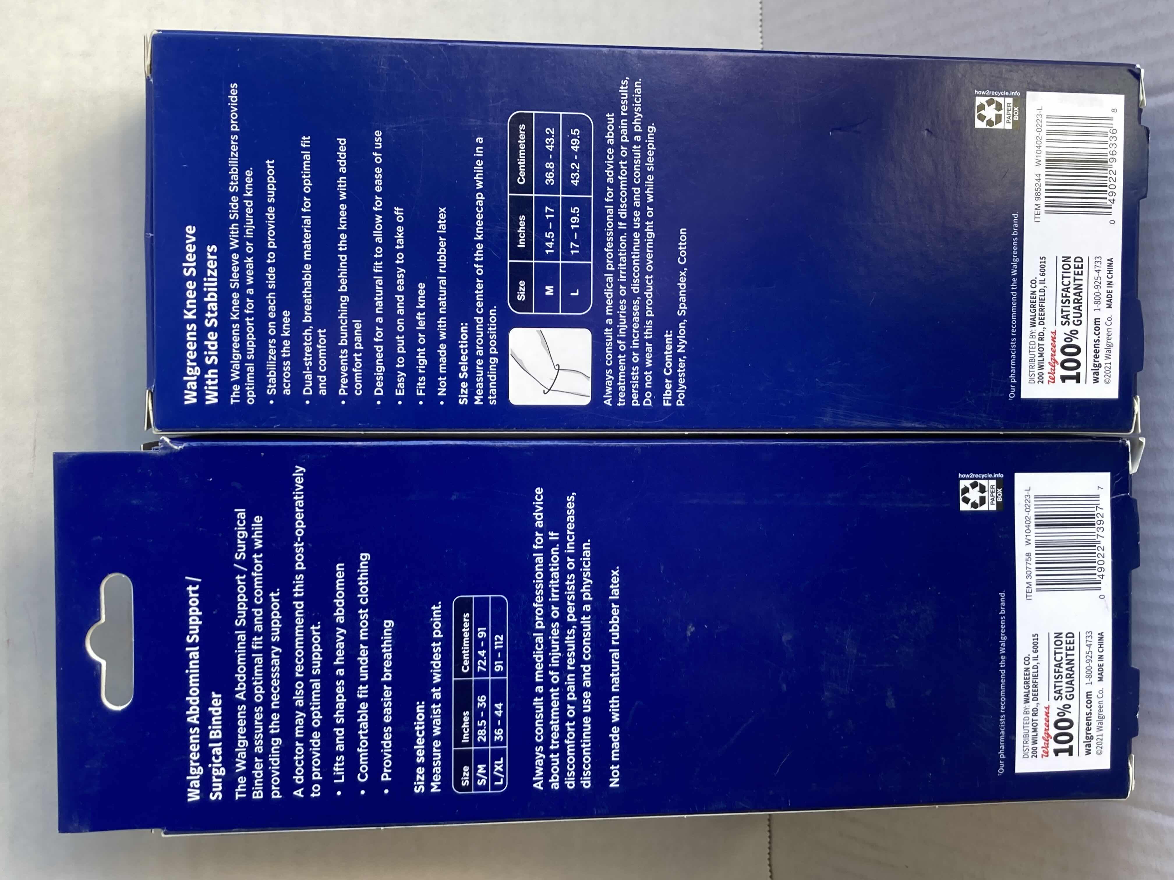 Photo 1 of NEW COPPER-FIT PRO COMPRESSION SUPPORT BACK BRACE ONE SIZE W WALGREENS KNEE SLEEVE LG & ABDOMINAL SUPPORT LG-XL