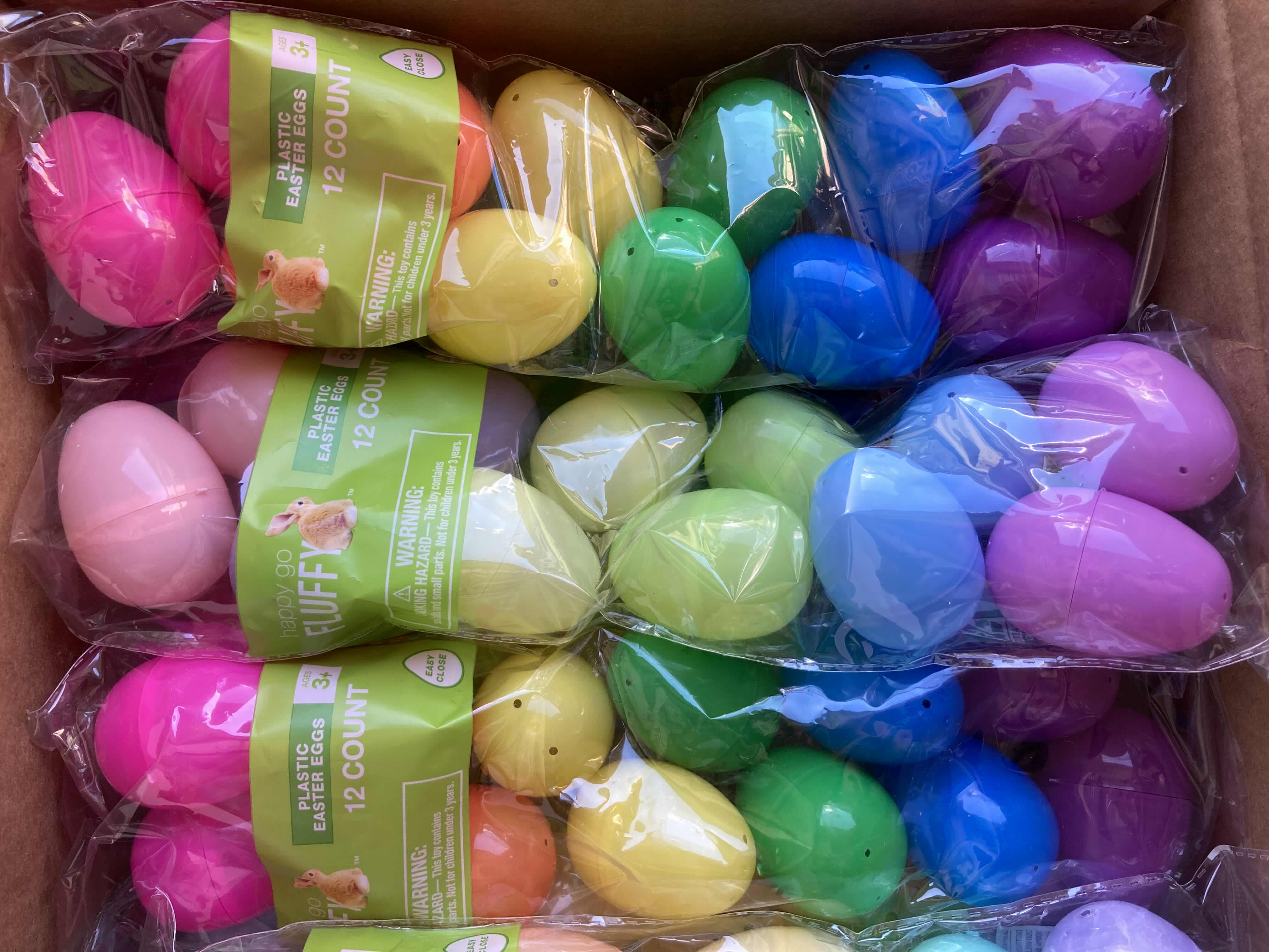 Photo 1 of NEW HAPPY GO FLUFFY PLASTIC EASTER EGGS 12/10PACK (34 PER CASE)