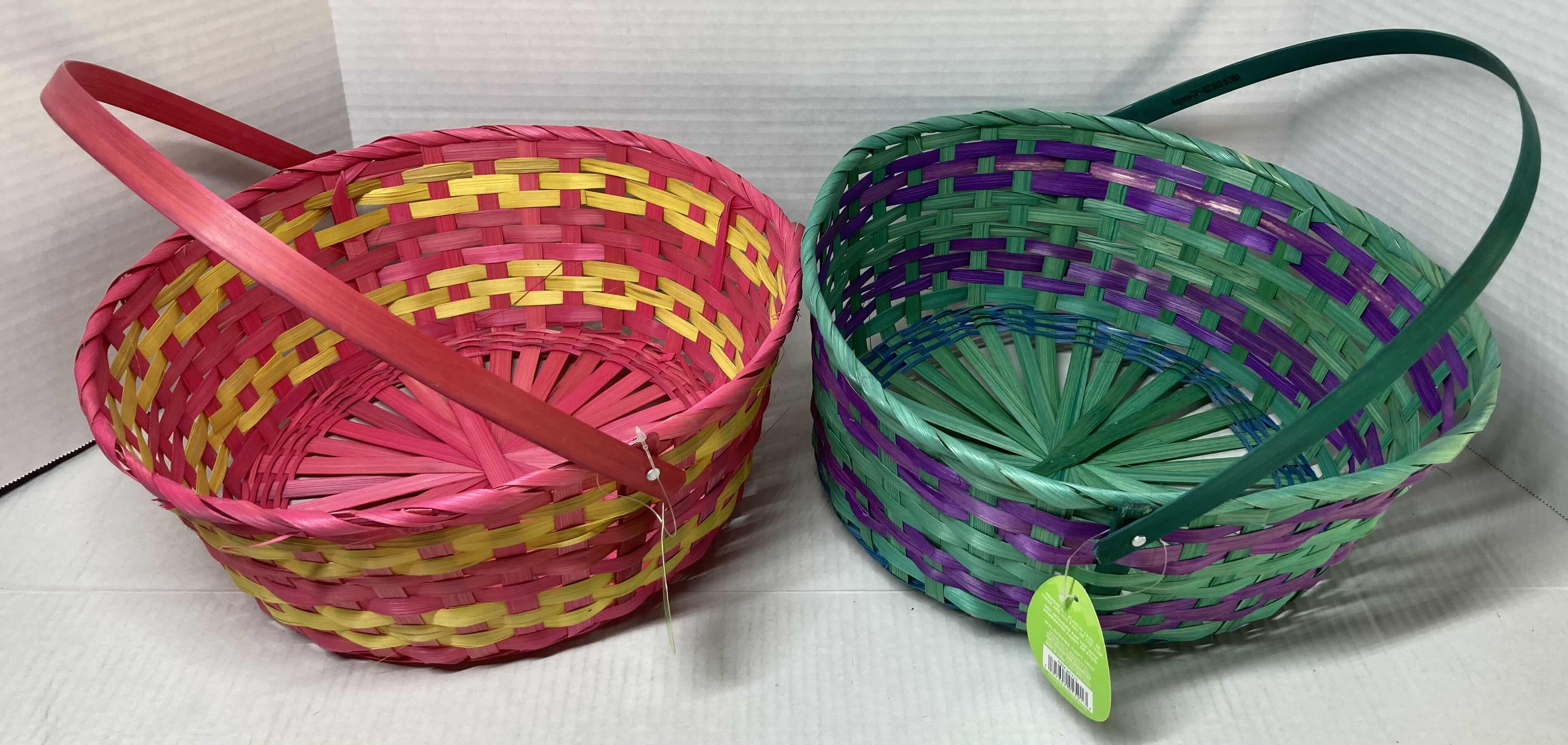 Photo 1 of NEW EASTER 2 BASKET SET- PLASTIC EGGS 6PACK (8), EGG DYE (4) EASTER GRASS (4)