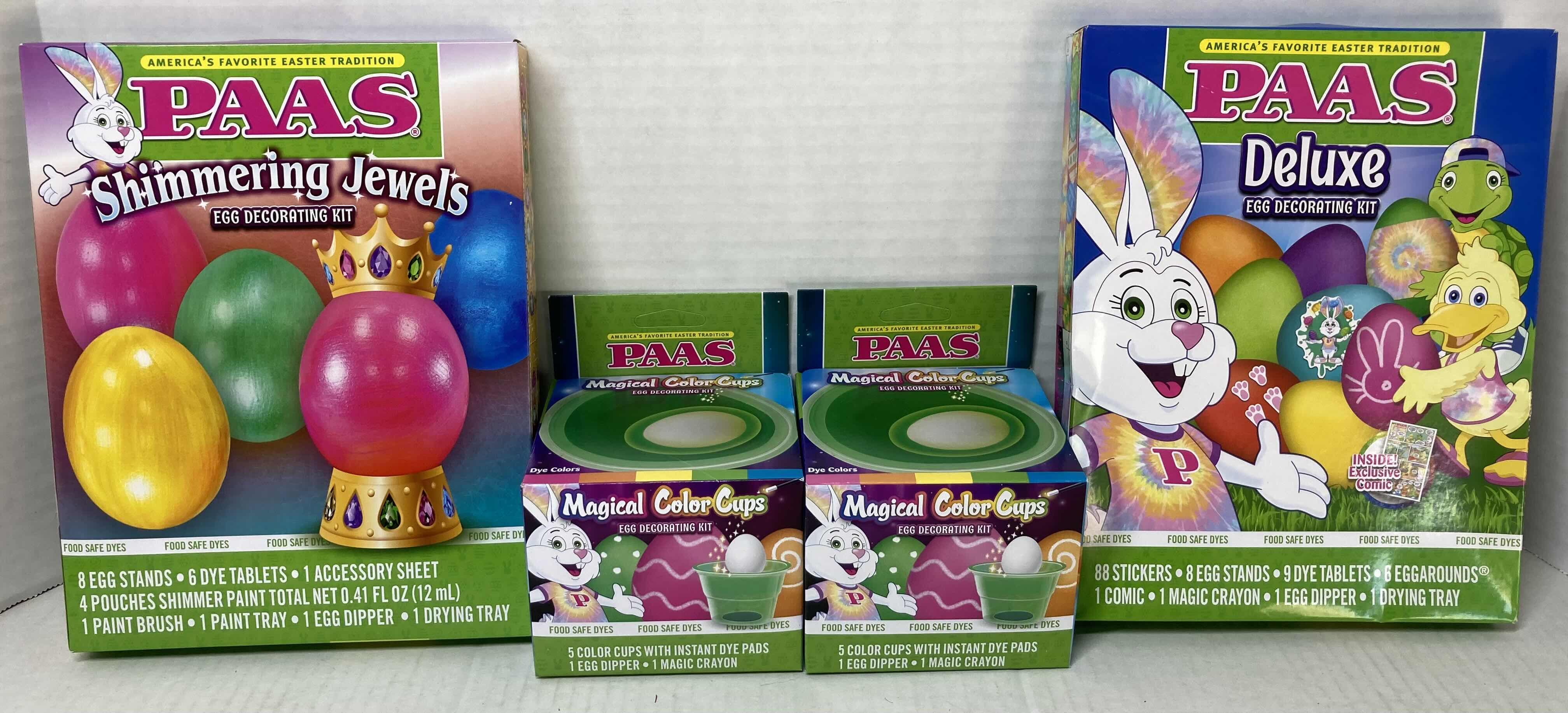 Photo 1 of NEW EASTER 2 BASKET SET- PLASTIC EGGS 6PACK (8), EGG DYE (4) EASTER GRASS (4)