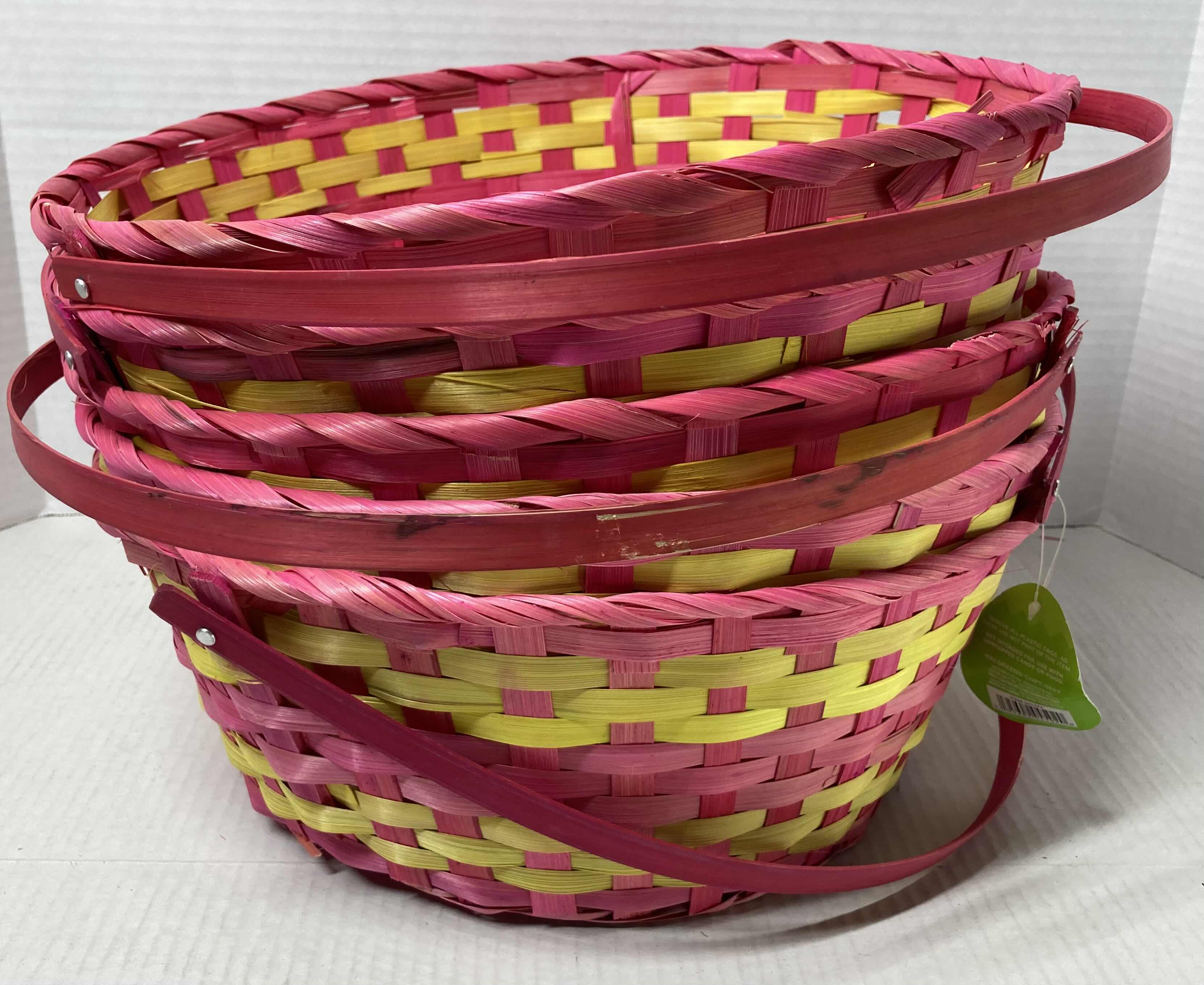 Photo 1 of NEW EASTER BASKETS- MULTI-COLOR PLASTIC BASKETS (15), ANIMAL FACE BASKETS (2), PINK WICKER BASKETS (5)