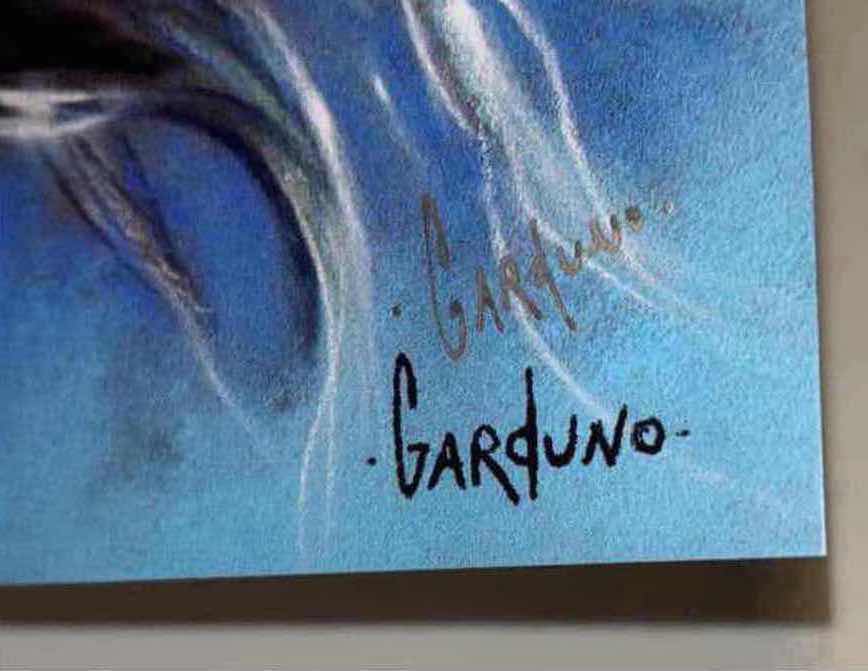 Photo 1 of VICTOR GARDUNO AQUAMAN 11” X 17” INFINITY GLOSS UNFRAMED PRINT W EMBOSSED SEAL, DIGITAL SIGNATURE & OFFICIAL SIGNATURE W COA INCLUDED, STORED IN A RIGID PRINT PROTECTOR SLEEVE