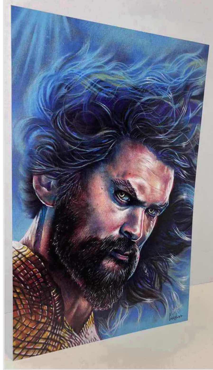 Photo 1 of VICTOR GARDUNO AQUAMAN 11” X 17” INFINITY GLOSS UNFRAMED PRINT W EMBOSSED SEAL, DIGITAL SIGNATURE & OFFICIAL SIGNATURE W COA INCLUDED, STORED IN A RIGID PRINT PROTECTOR SLEEVE