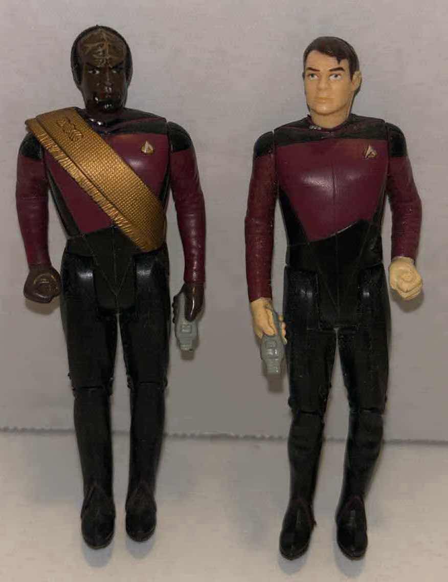 Photo 1 of 1988 GALOOB STAR TREK 4” ACTION FIGURES, LIEUTENANT WORF & COMMANDER WILLIAM RIKER (2)