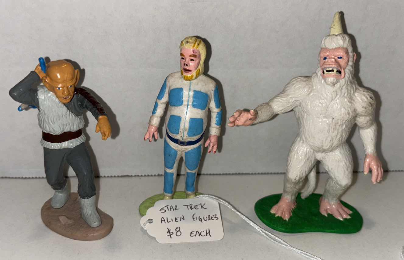 Photo 1 of 1991/1992 STAR TREK ALIEN 3.75”- 4.5” FIGURES, “FERENGI W WHIP, TELLANITE & MUGATO” (3)