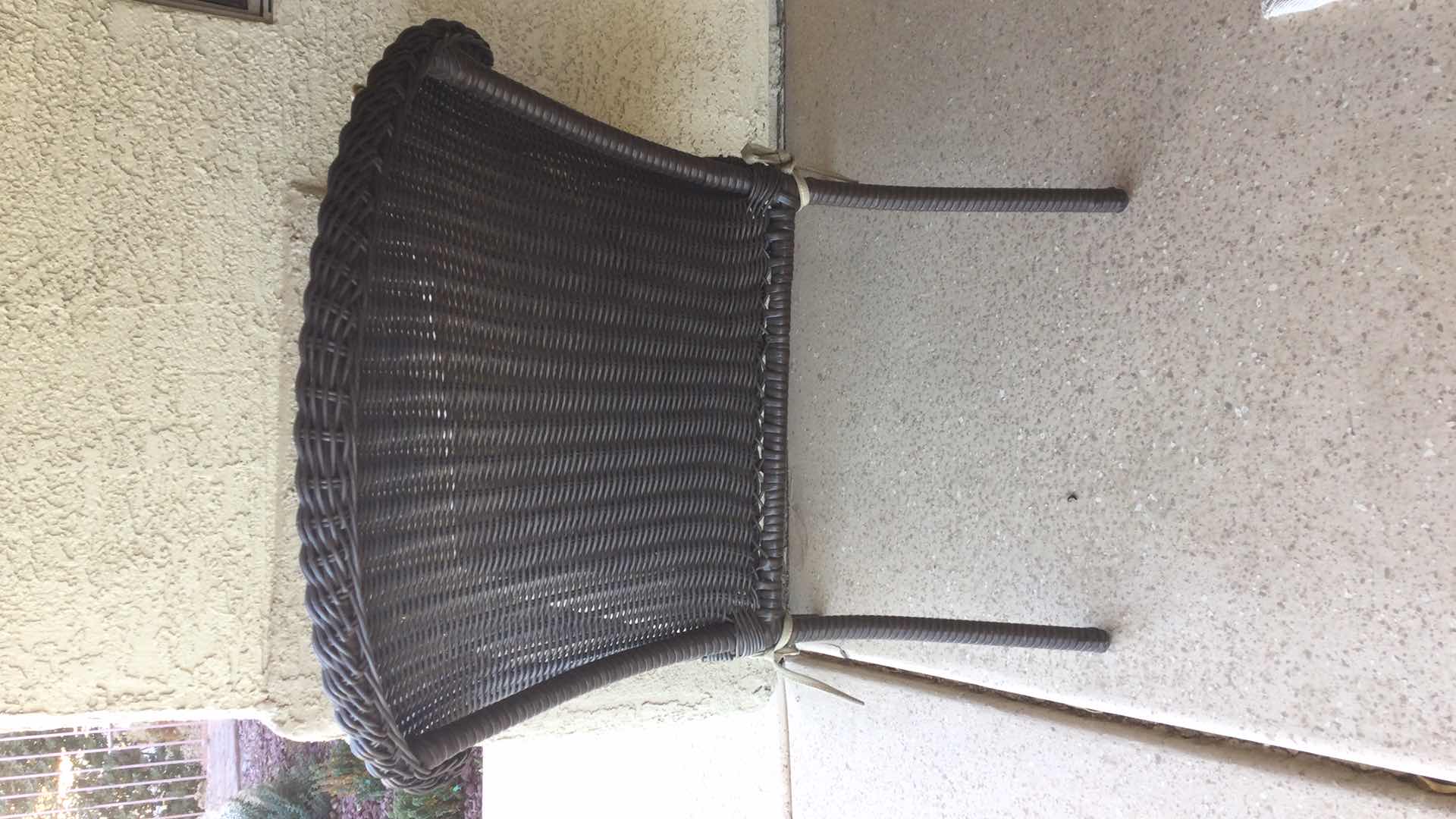 Photo 1 of ALLEN ROTH OUTDOOR WOVEN ARM CHAIR BROWN FINISH 28” X 23” H 34”