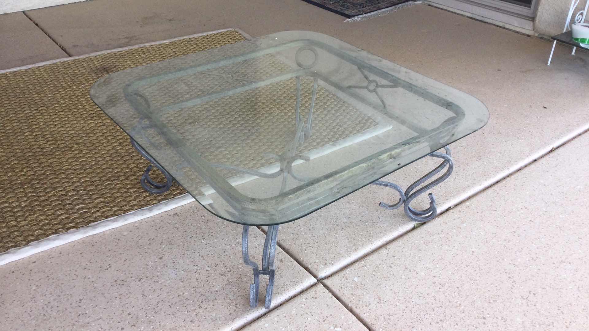 Photo 1 of COFFEE TABLE SCULPTED METAL W/GLASS TOP 36” Sq. H 16”