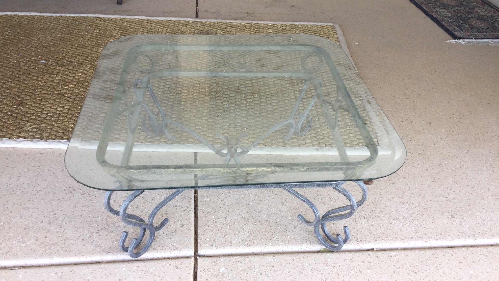 Photo 1 of COFFEE TABLE SCULPTED METAL W/GLASS TOP 36” Sq. H 16”