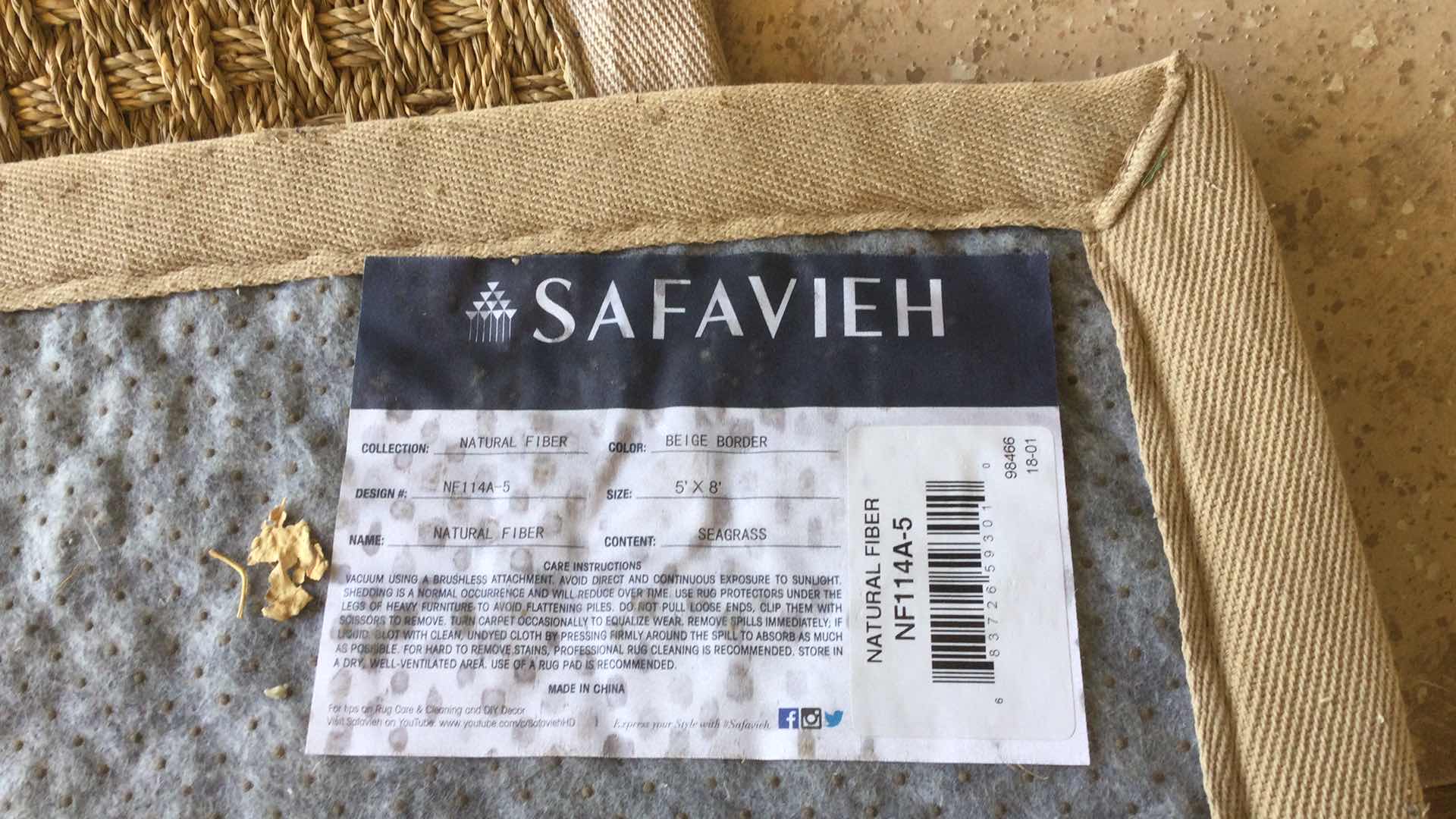 Photo 1 of SAFAVIEH NATURAL FIBER WOVEN SEA GRASS AREA RUG 94” X 58”