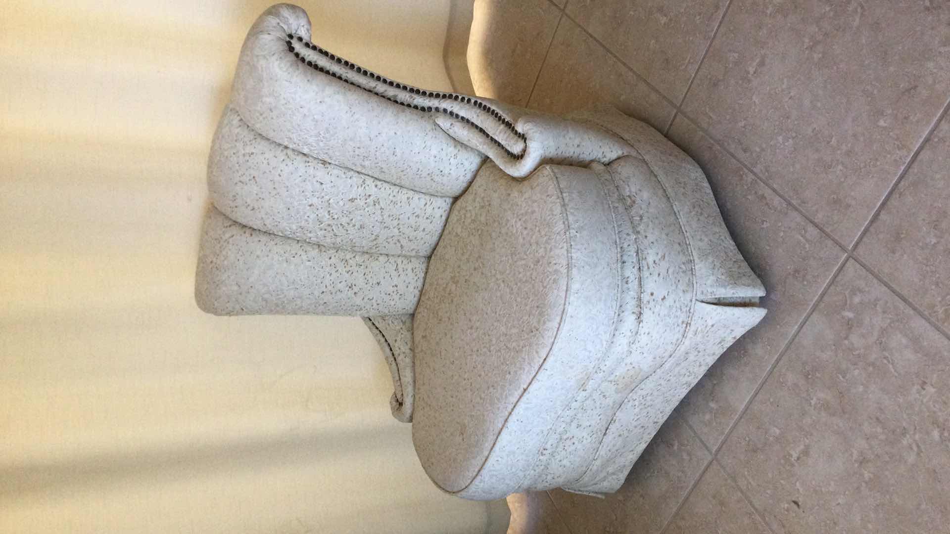 Photo 1 of UPHOLSTERED SIDE CHAIR W/ NAILHEAD TRIM & THROW PILLOW