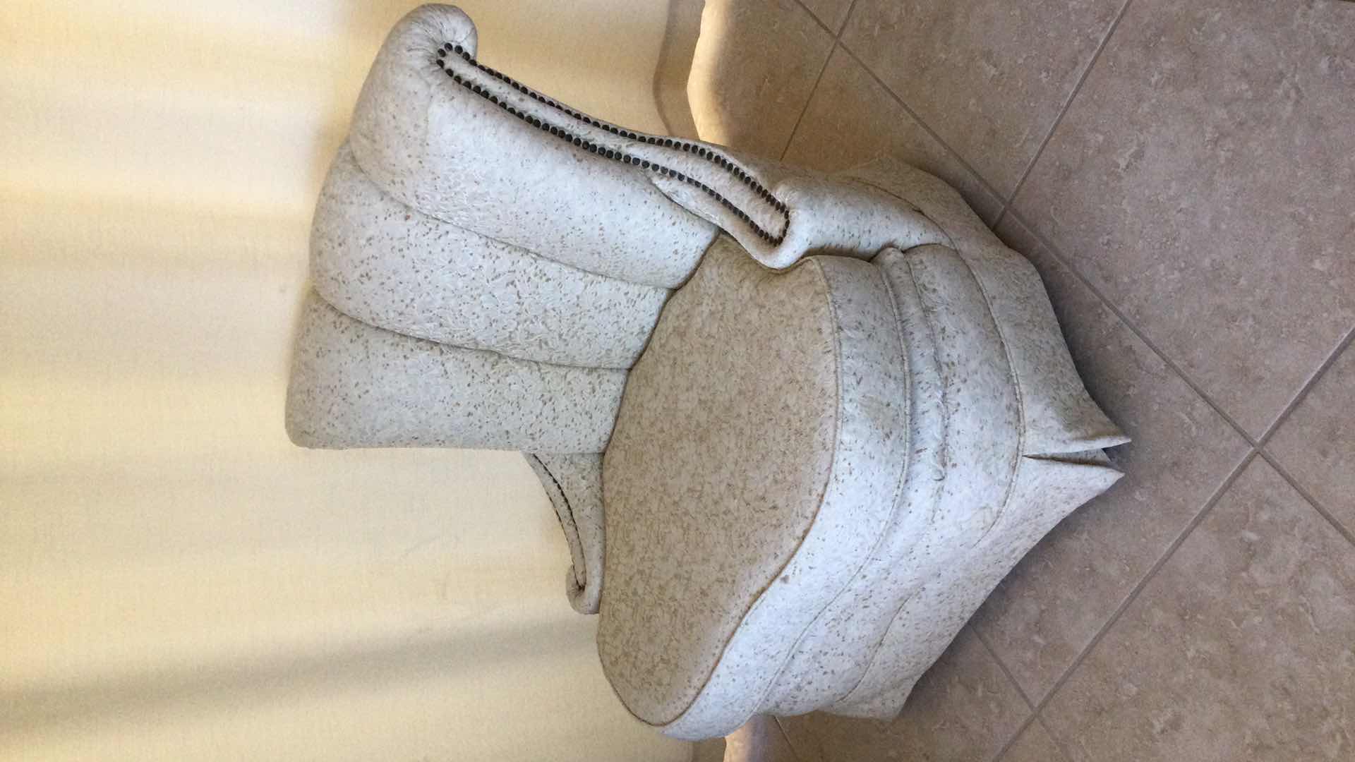 Photo 1 of UPHOLSTERED SIDE CHAIR W/ NAILHEAD TRIM & THROW PILLOW