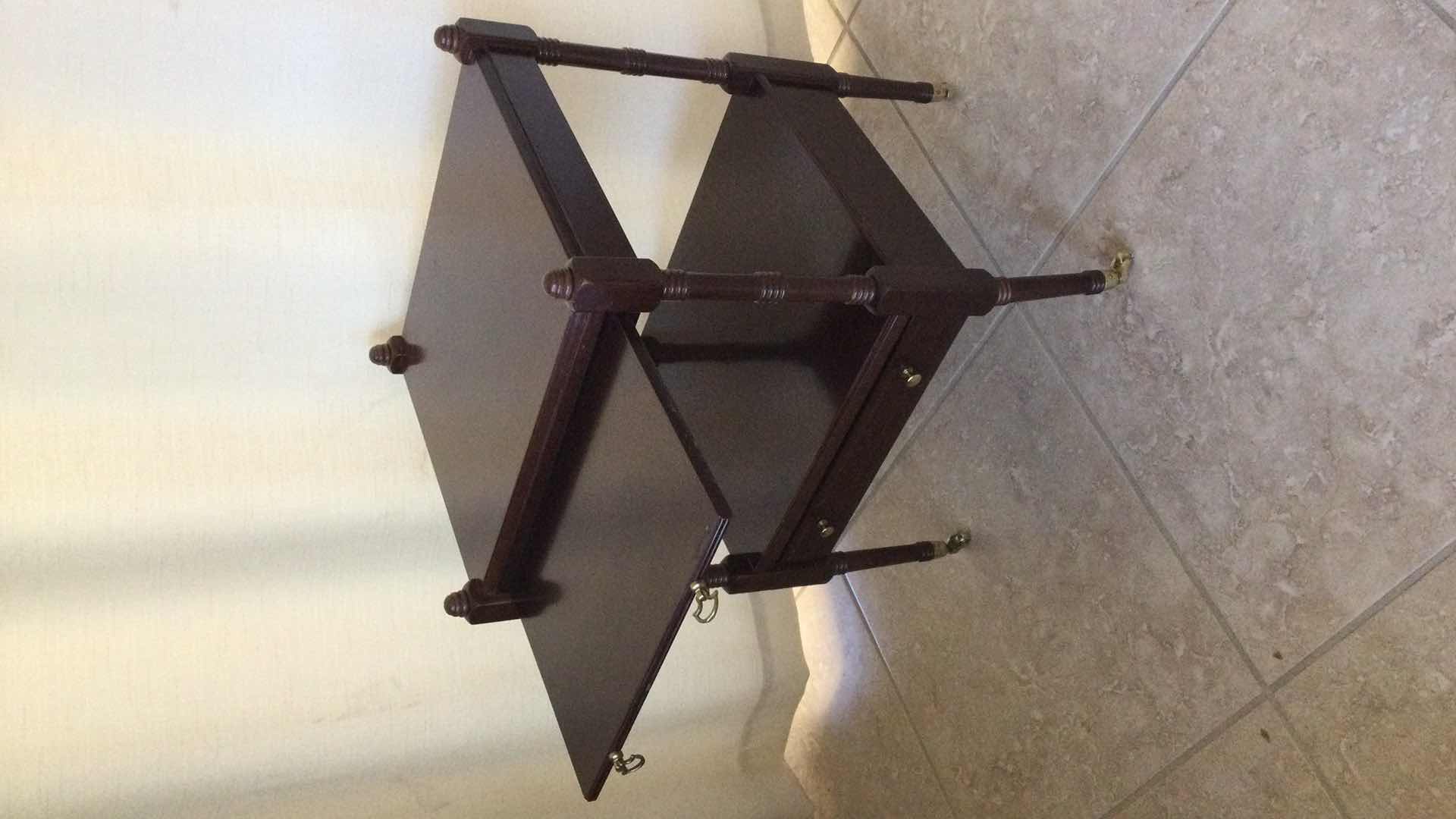 Photo 1 of VINTAGE THE BOMBAY CO. WOOD 1-DRAWER SIDE TABLE W/ PULL OUT WRITING TRAY 17” X 15” H 24”